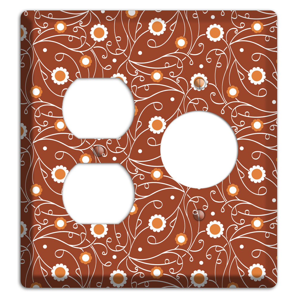 Brown Vine Floral Duplex / Receptacle Wallplate