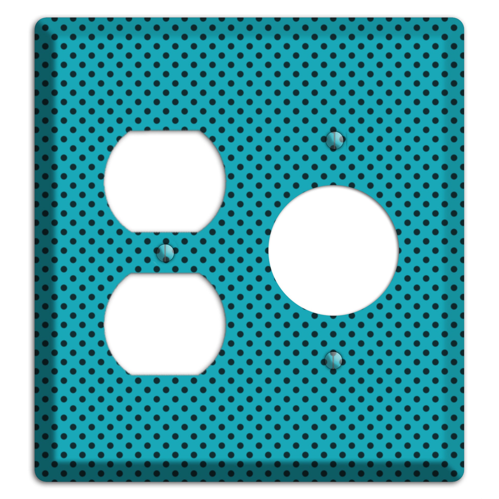 Turquoise with Polka Dots Duplex / Receptacle Wallplate