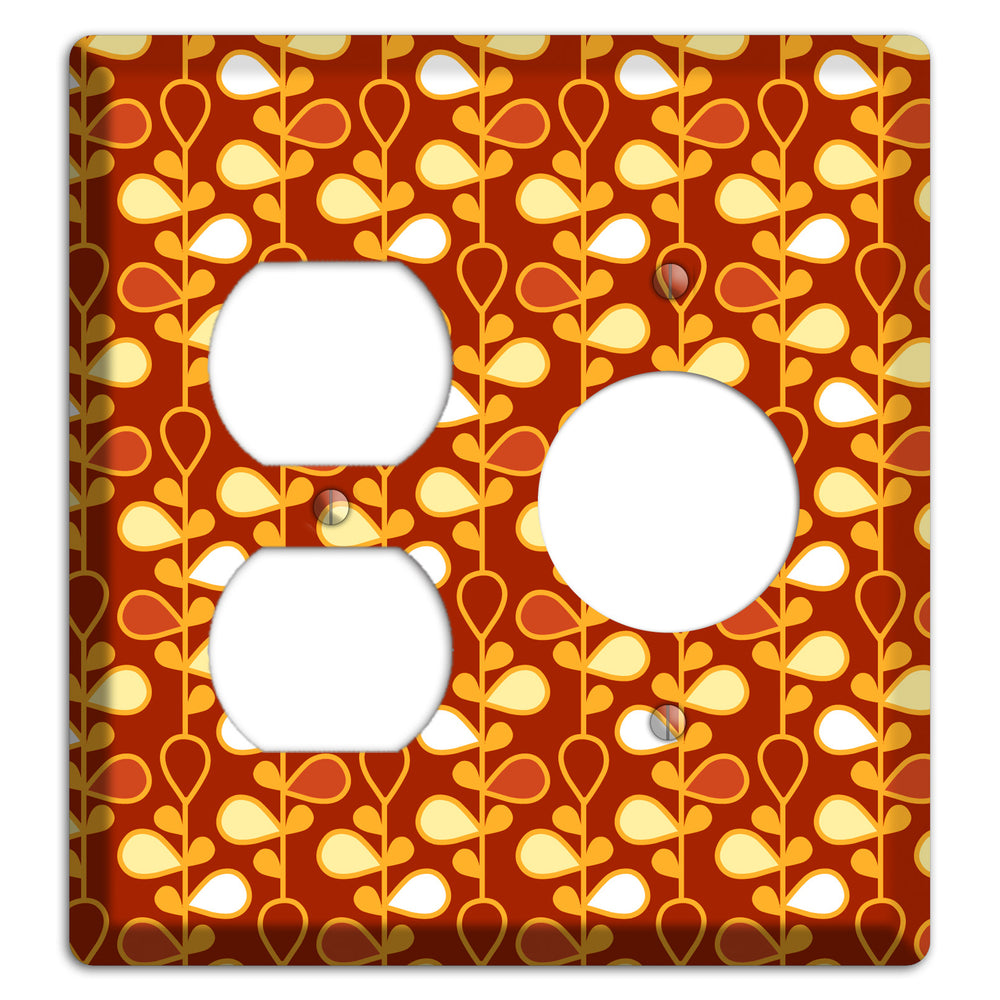 Red with Orange and Yellow Drop and Vine Duplex / Receptacle Wallplate