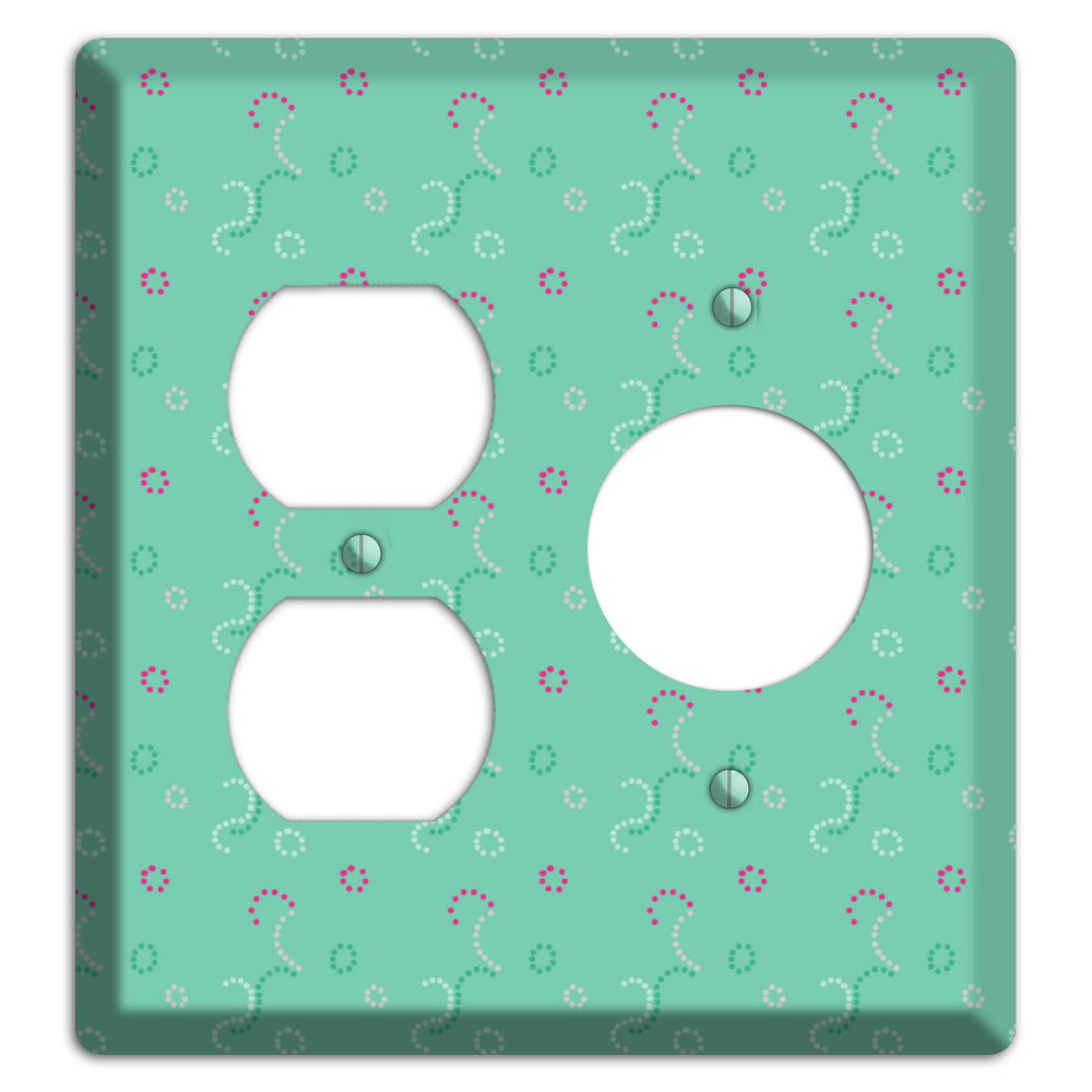 Multi Aqua with Fuschia Stipple Duplex / Receptacle Wallplate