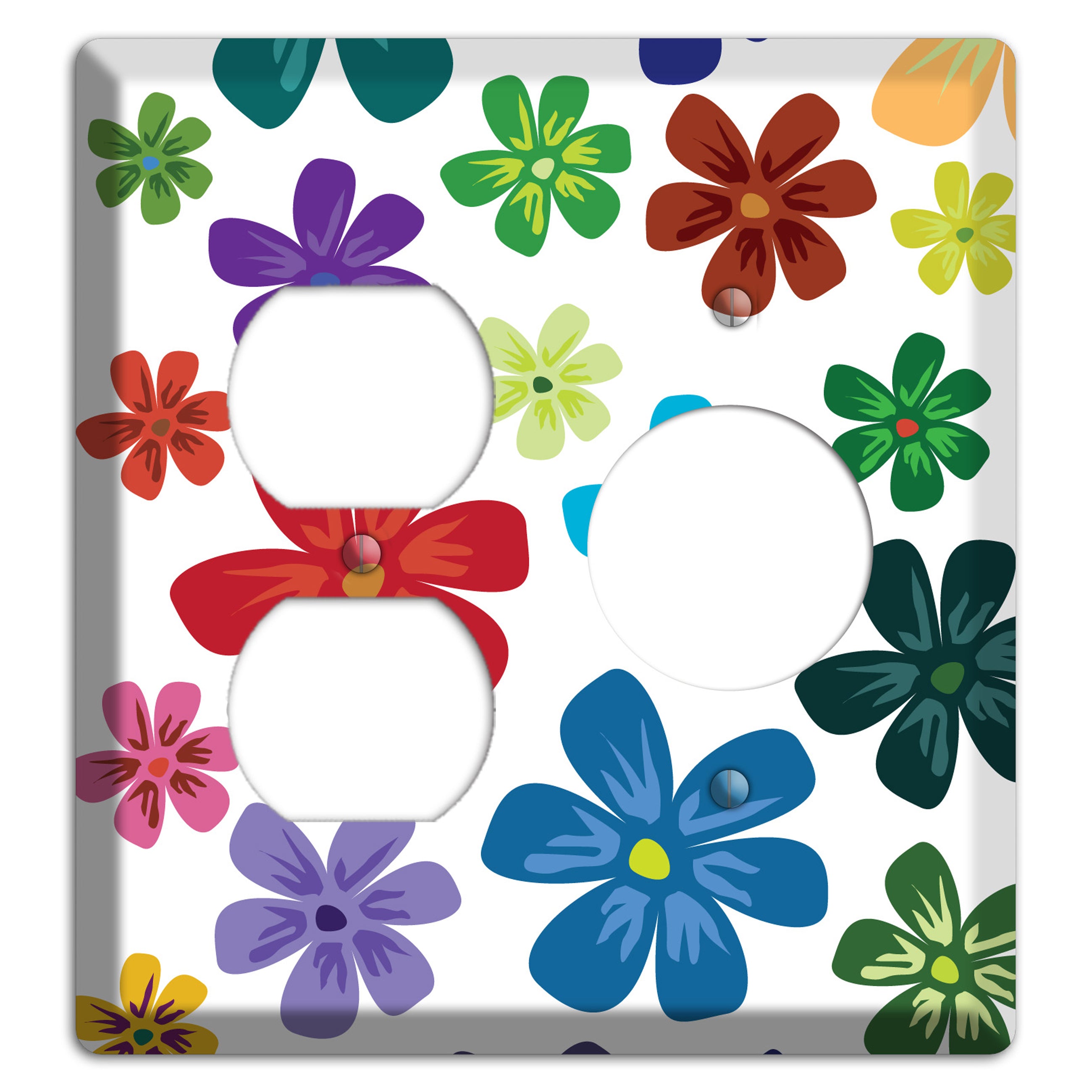 White Flowers Duplex / Receptacle Wallplate