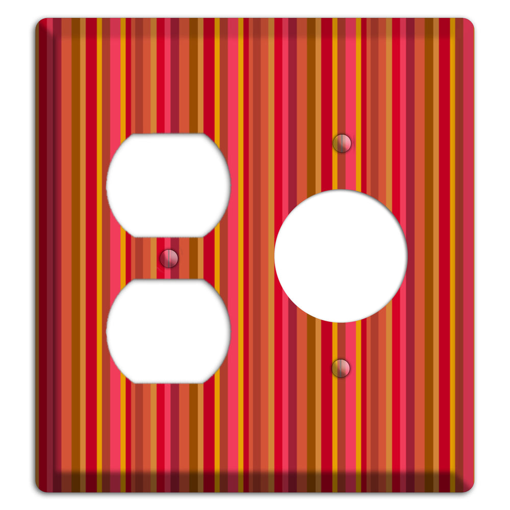 Multi Red Vertical Stripes Duplex / Receptacle Wallplate