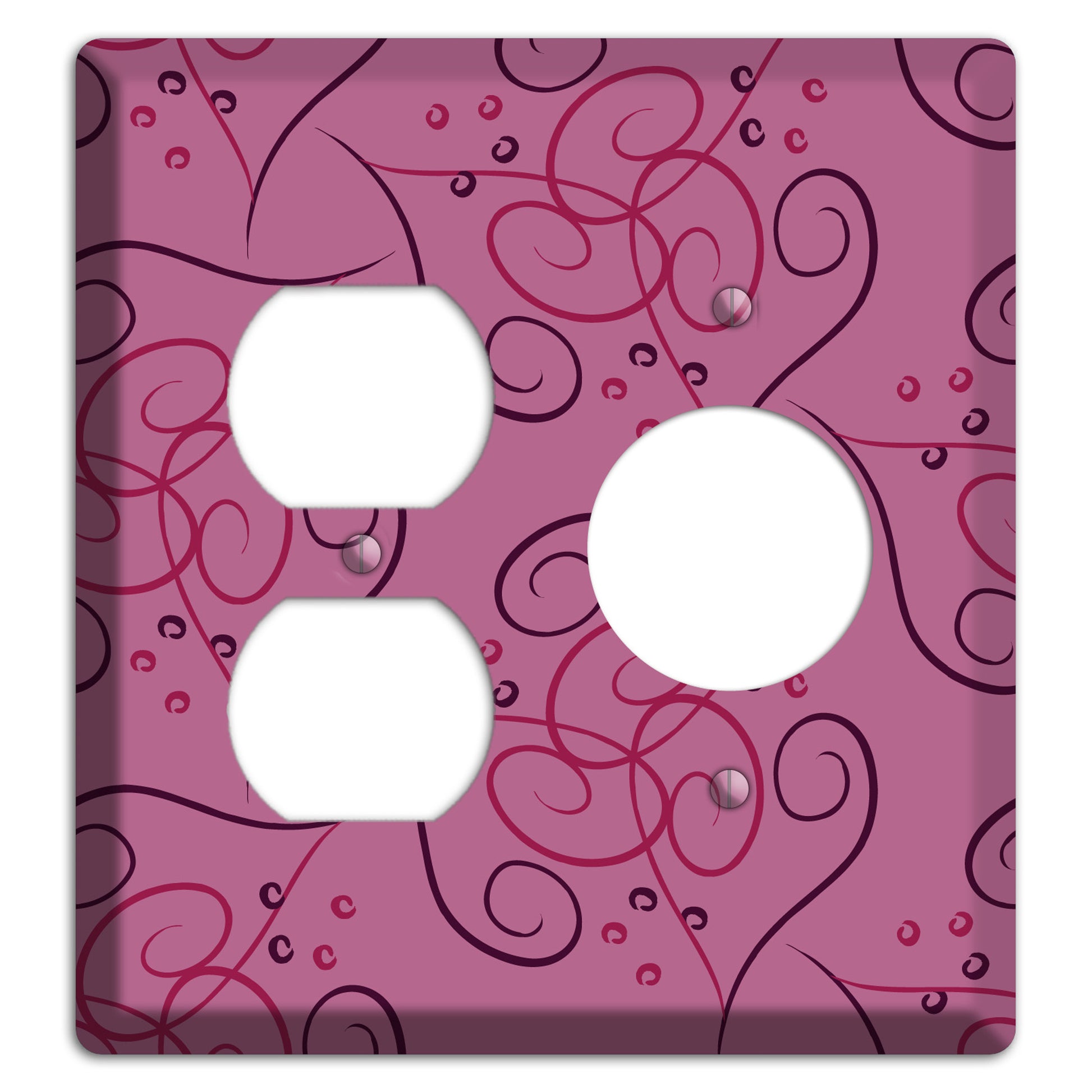 Pink Scroll Hearts Duplex / Receptacle Wallplate