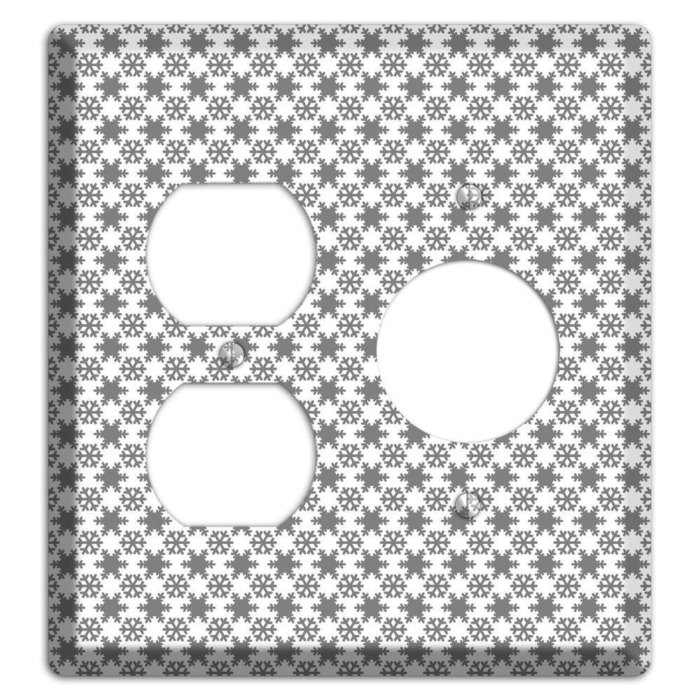 Grey Snowflakes Duplex / Receptacle Wallplate