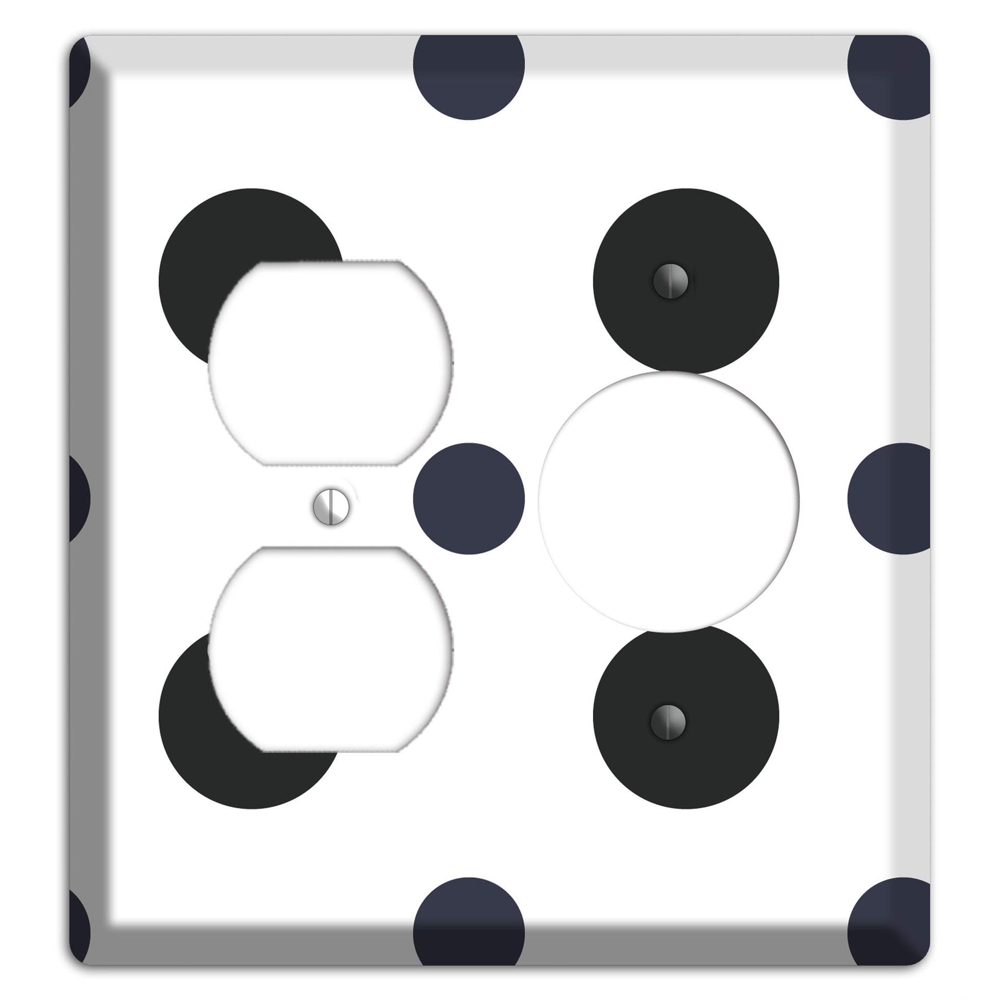 Black Multi Medium Polka Dots Duplex / Receptacle Wallplate