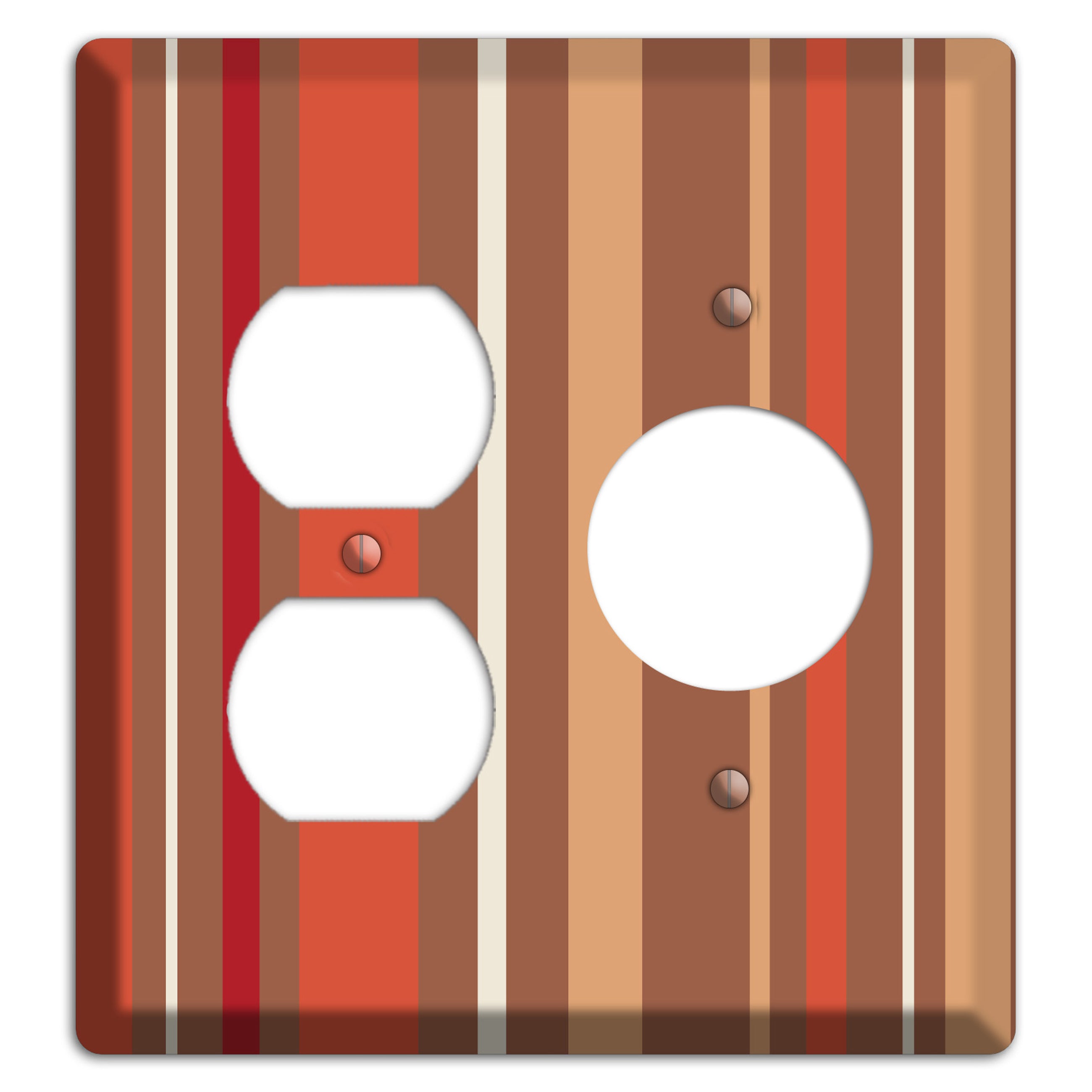 Multi Coral Vertical Stripe Duplex / Receptacle Wallplate