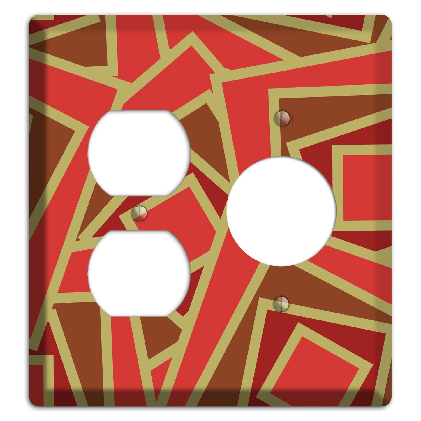 Red and Brown Retro Cubist Duplex / Receptacle Wallplate