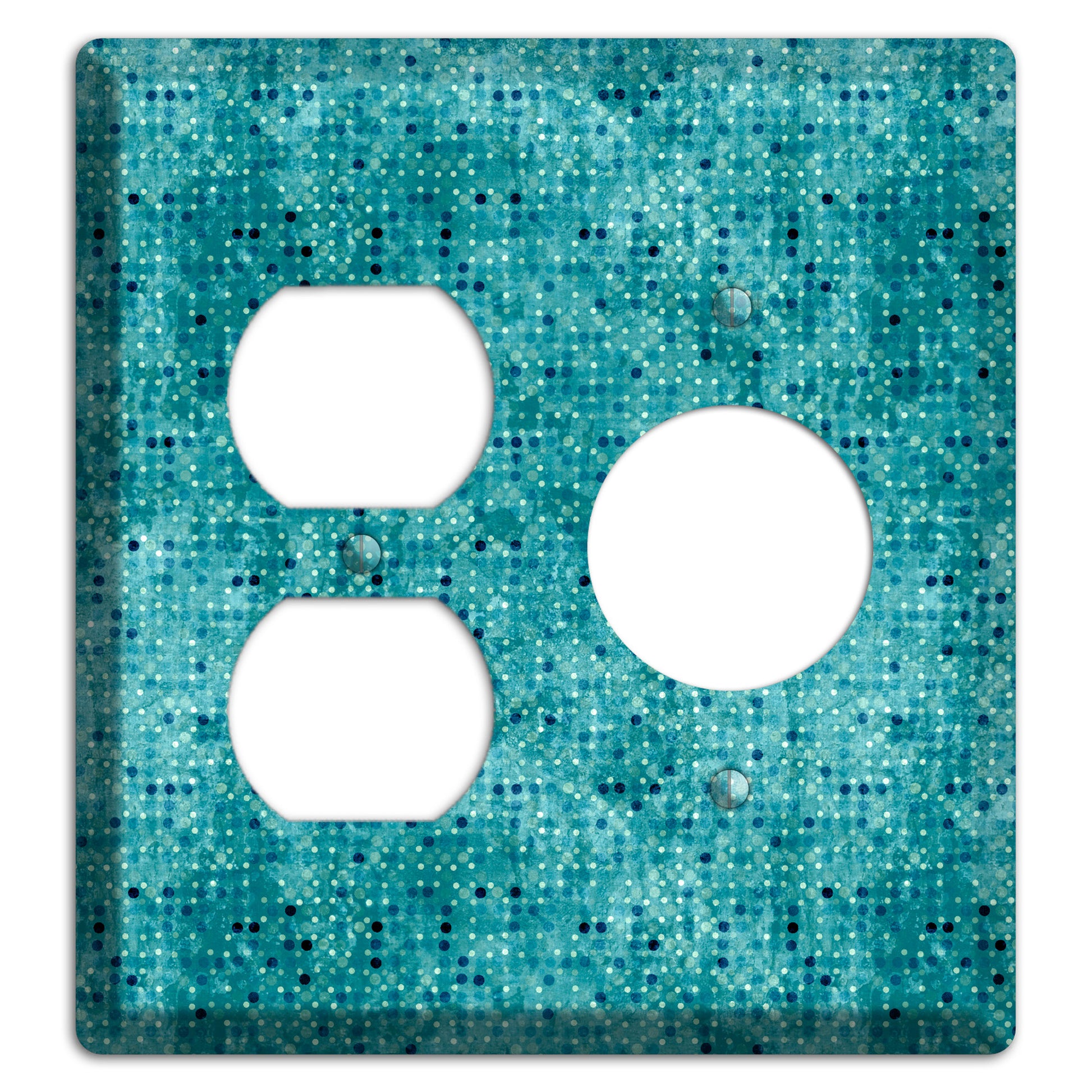 Turquoise Grunge Small Tile Duplex / Receptacle Wallplate