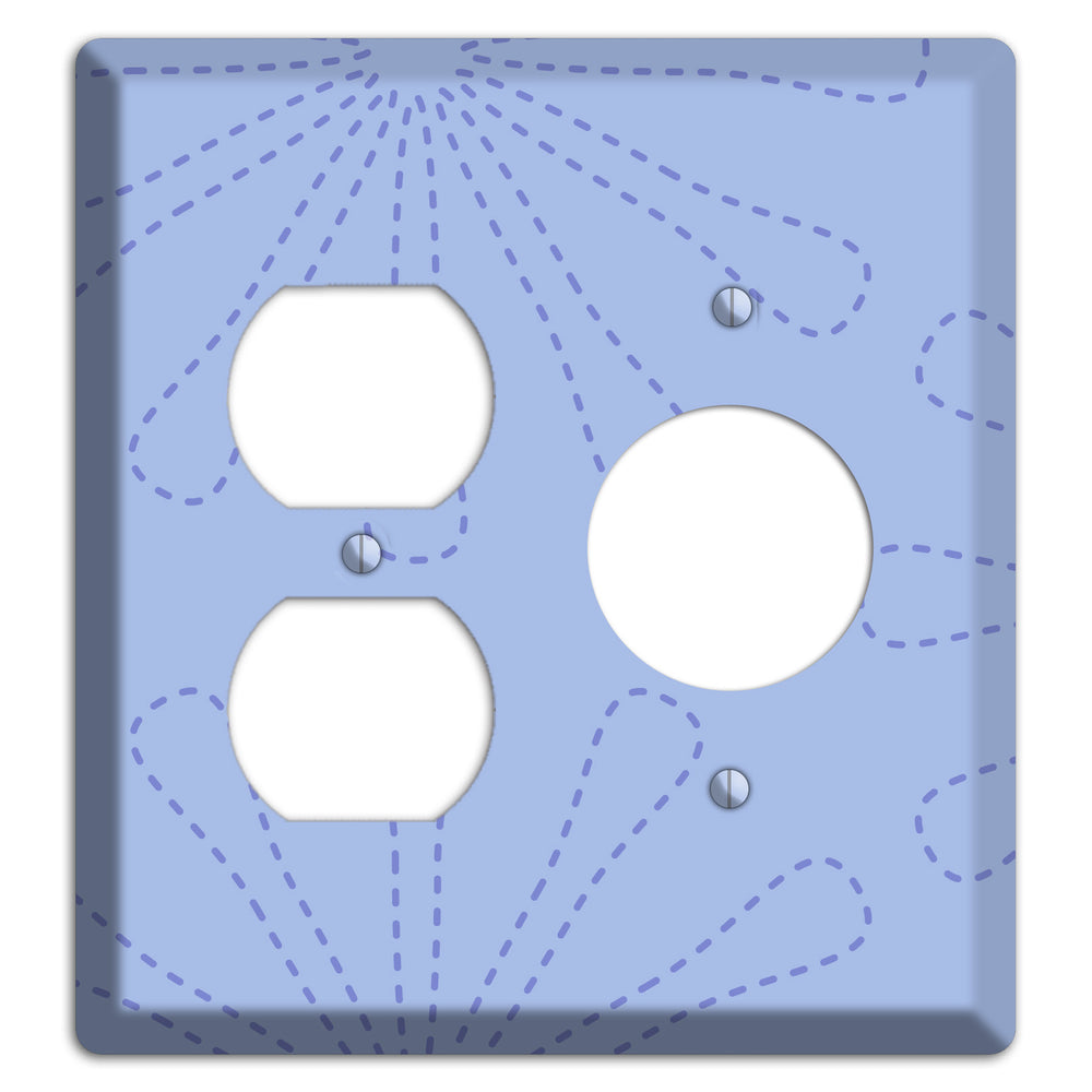 Periwinkle Retro Stipple Floral Contour Duplex / Receptacle Wallplate