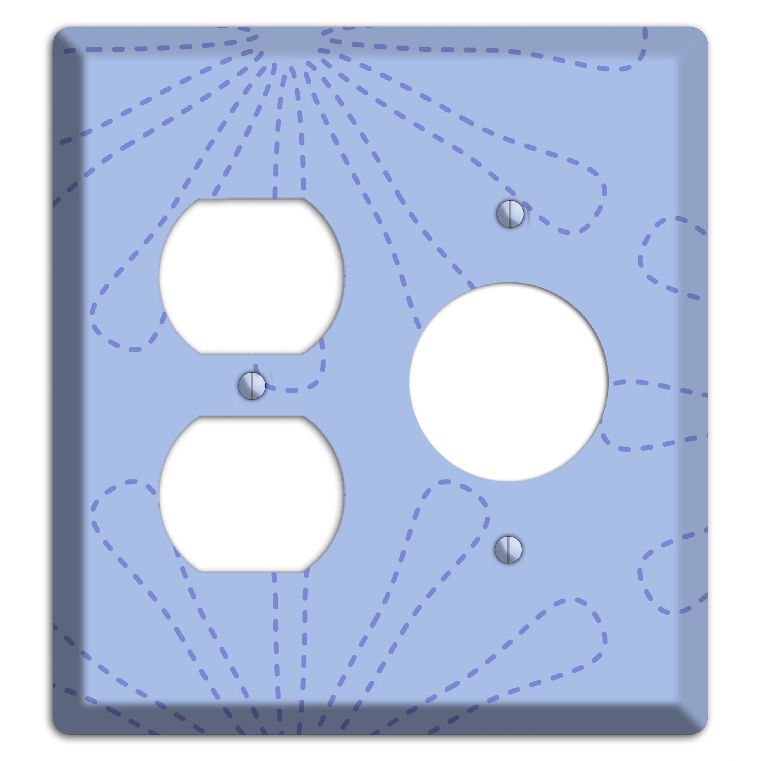 Periwinkle Retro Stipple Floral Contour Duplex / Receptacle Wallplate