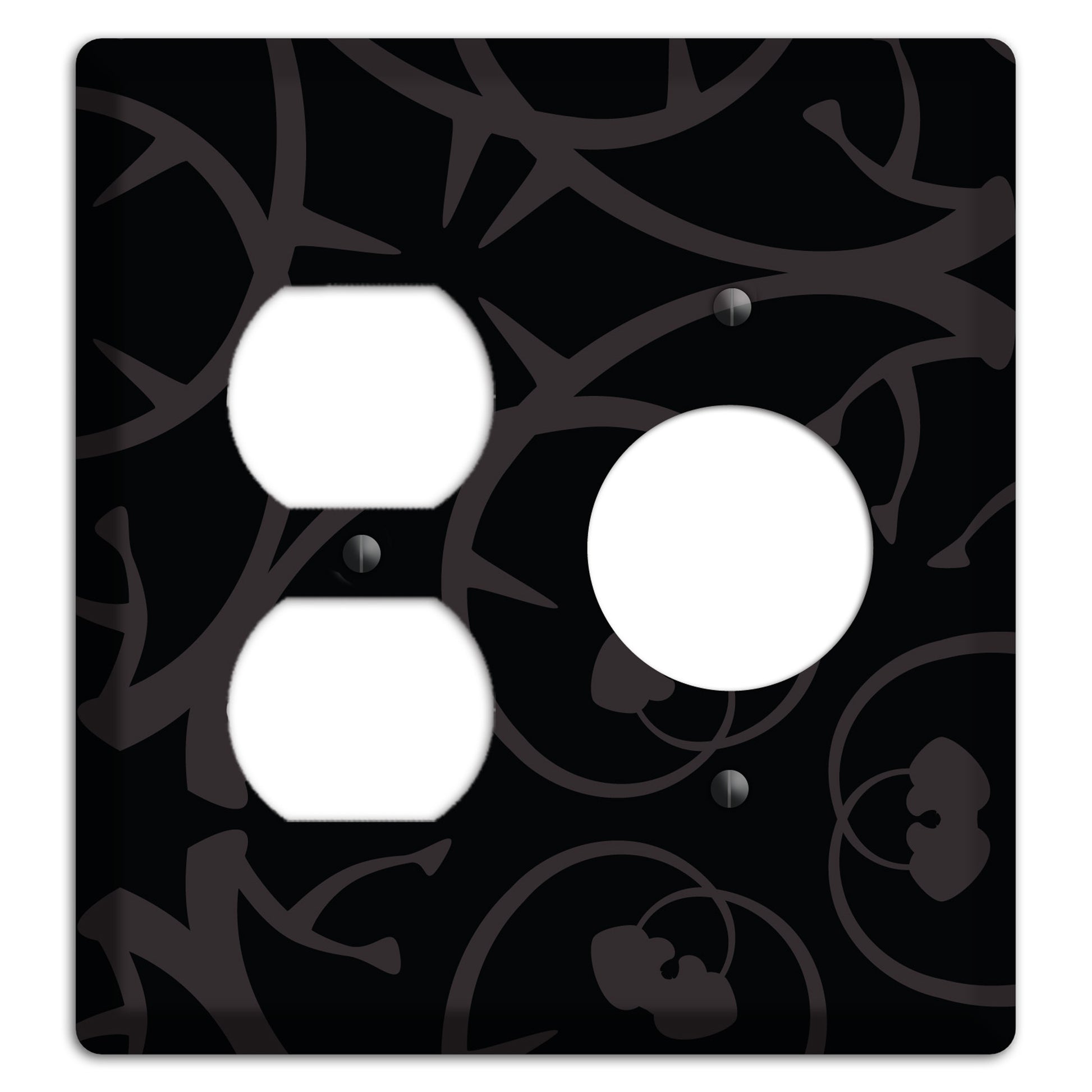 Black with Grey Abstract Swirl Duplex / Receptacle Wallplate