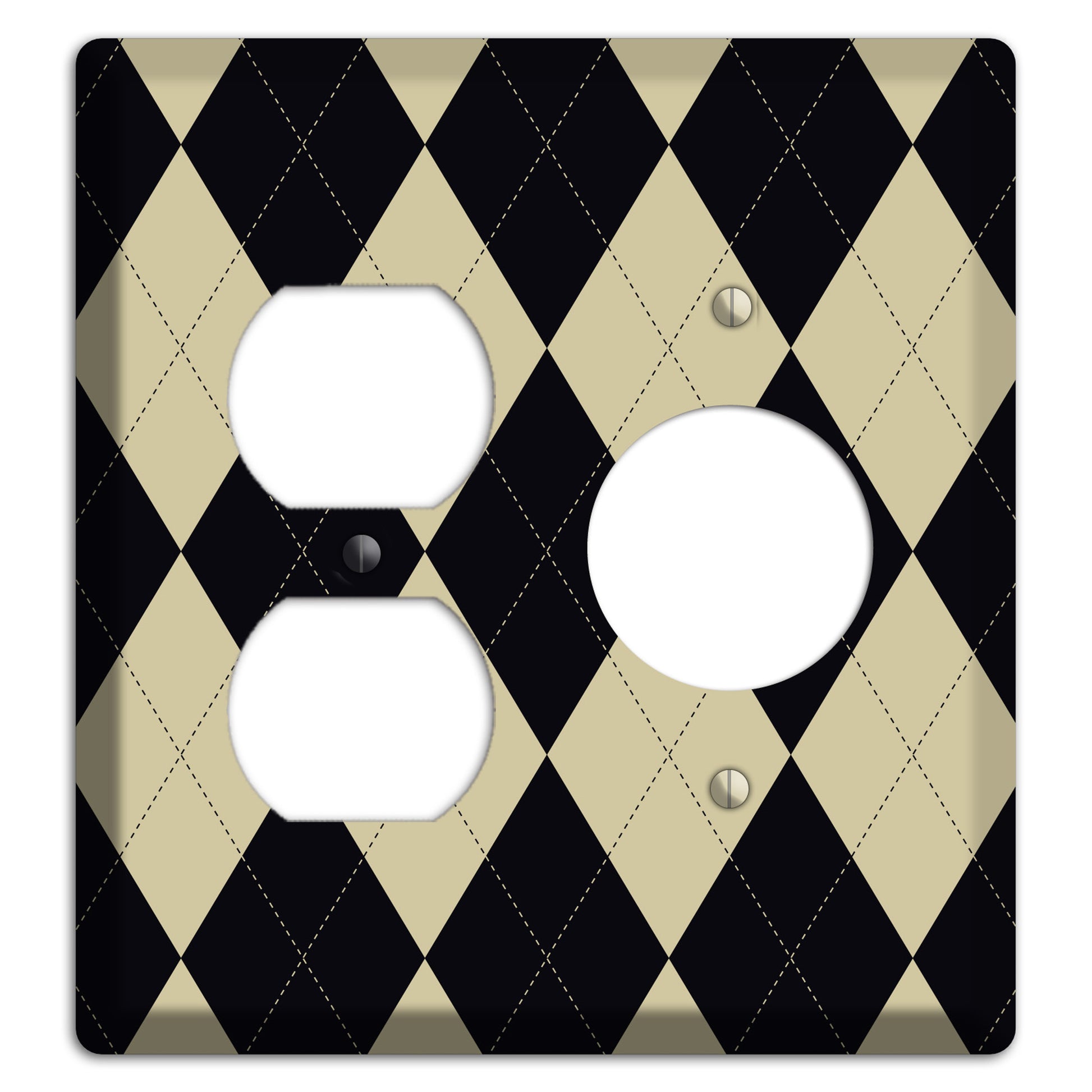 Tan and Black Argyle Duplex / Receptacle Wallplate