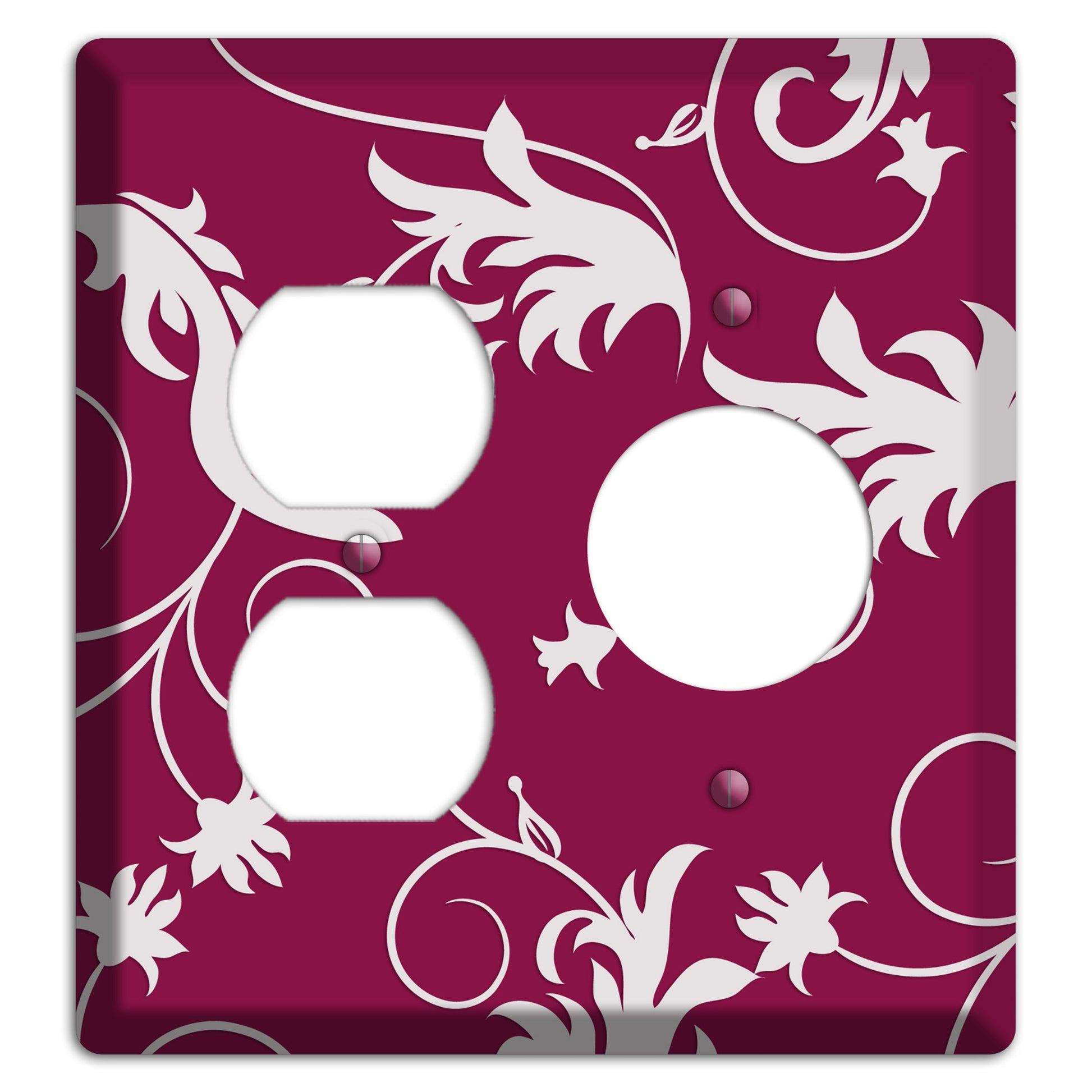 Fuschia Victorian Sprig Duplex / Receptacle Wallplate