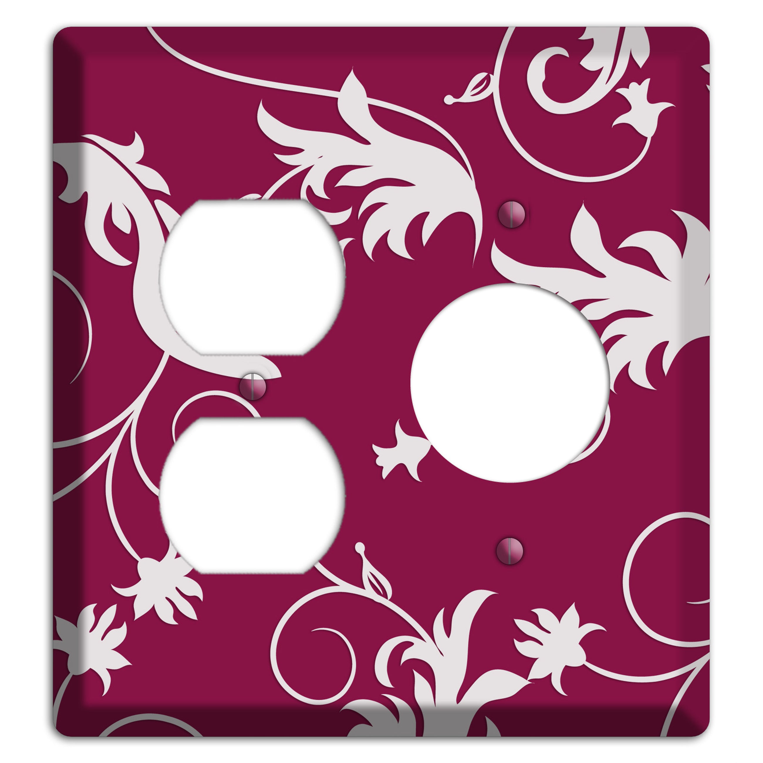 Fuschia Victorian Sprig Duplex / Receptacle Wallplate