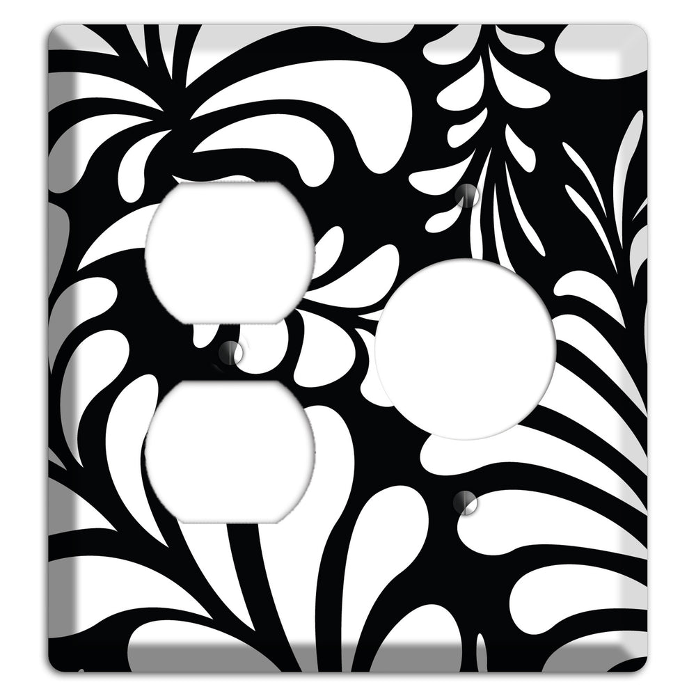 Black with White Herati Duplex / Receptacle Wallplate