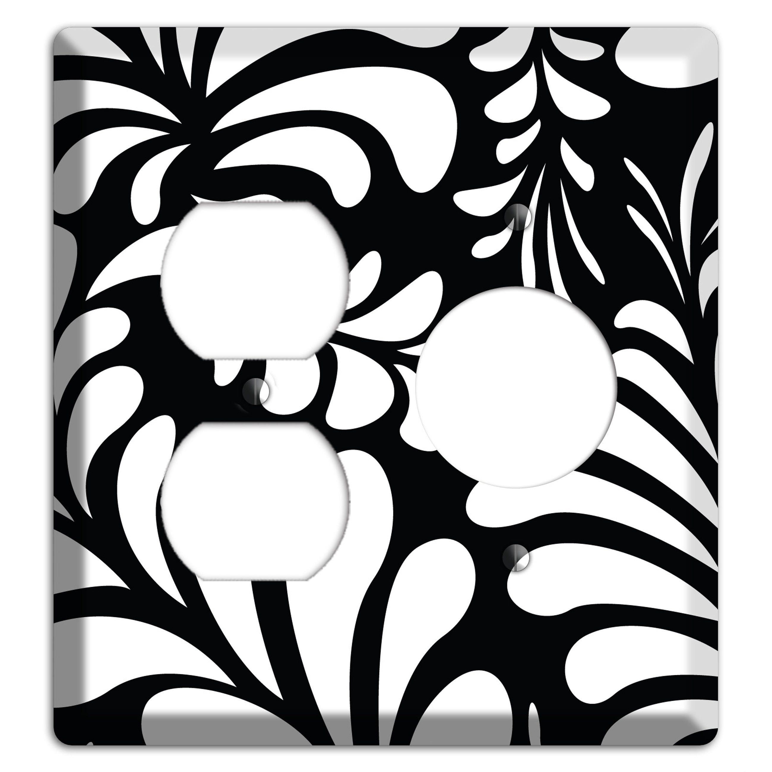 Black with White Herati Duplex / Receptacle Wallplate