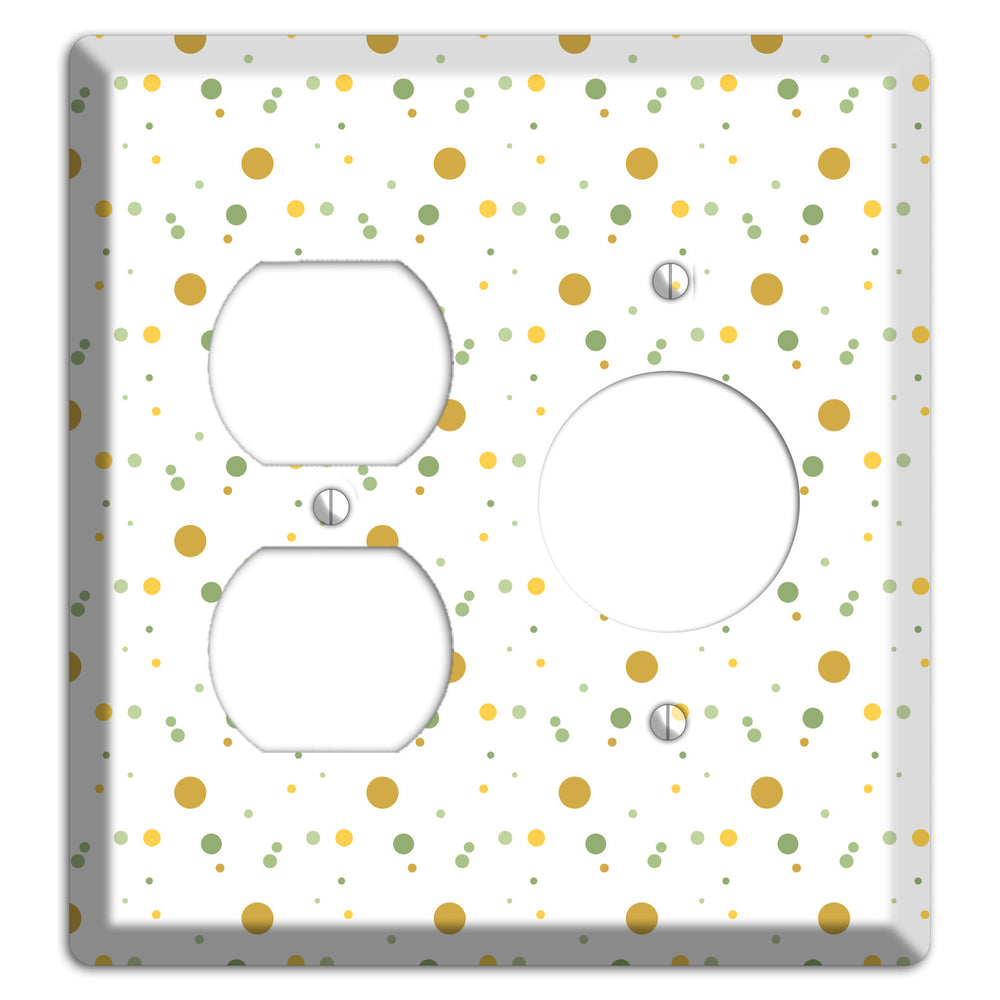 White with Multi Olive Tiny Dots Duplex / Receptacle Wallplate