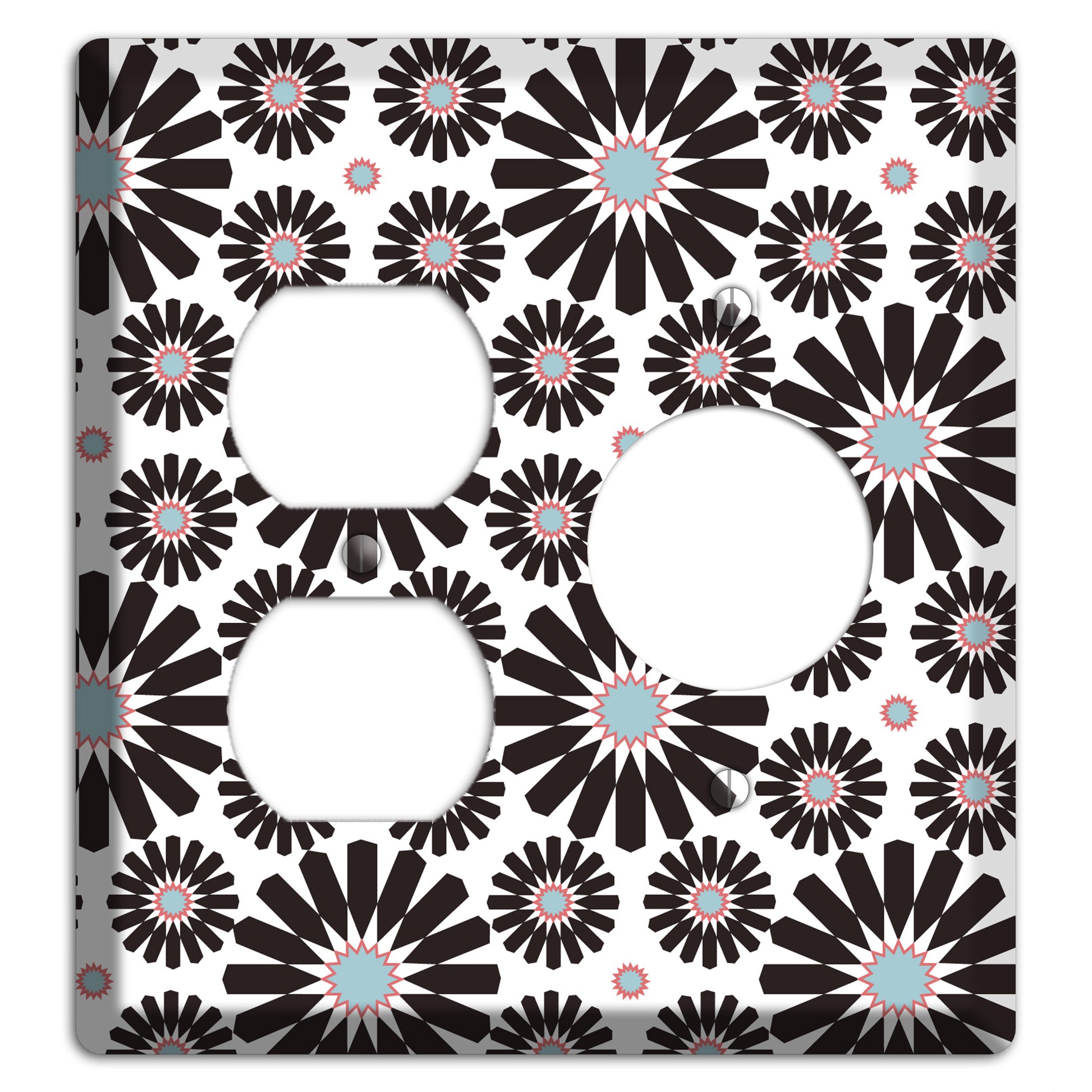 Dusty Blue Maroon Scandinavian Floral 3 Duplex / Receptacle Wallplate