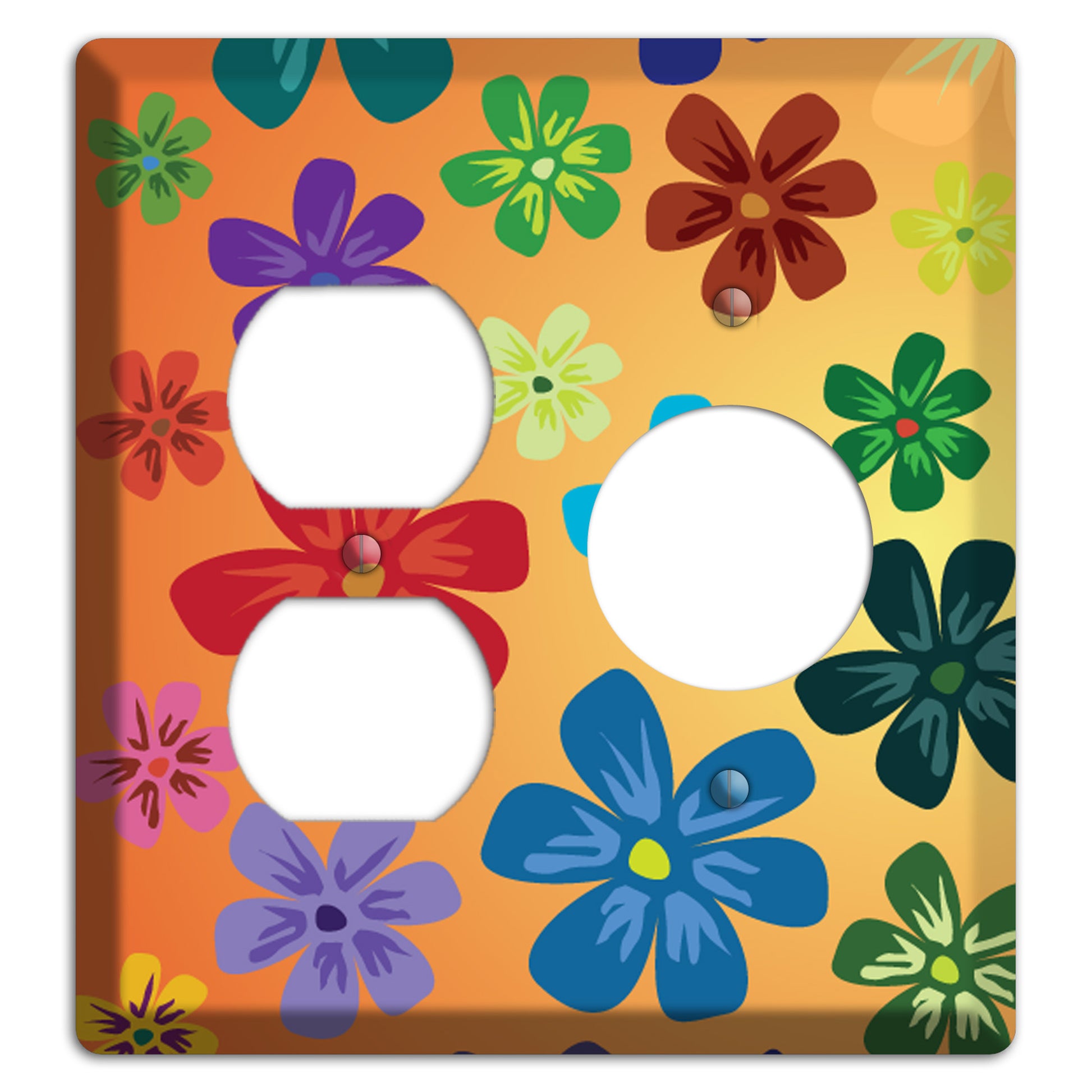 Brown Flowers Duplex / Receptacle Wallplate