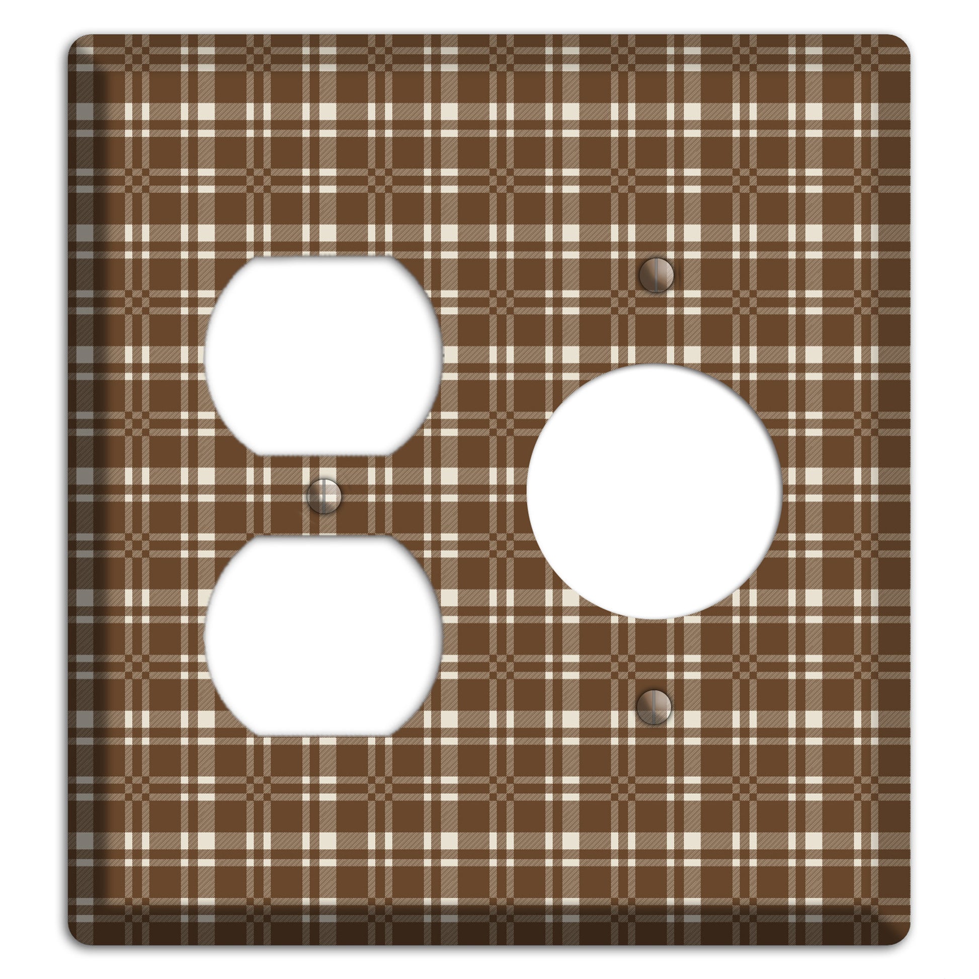 Medium Brown Plaid Duplex / Receptacle Wallplate