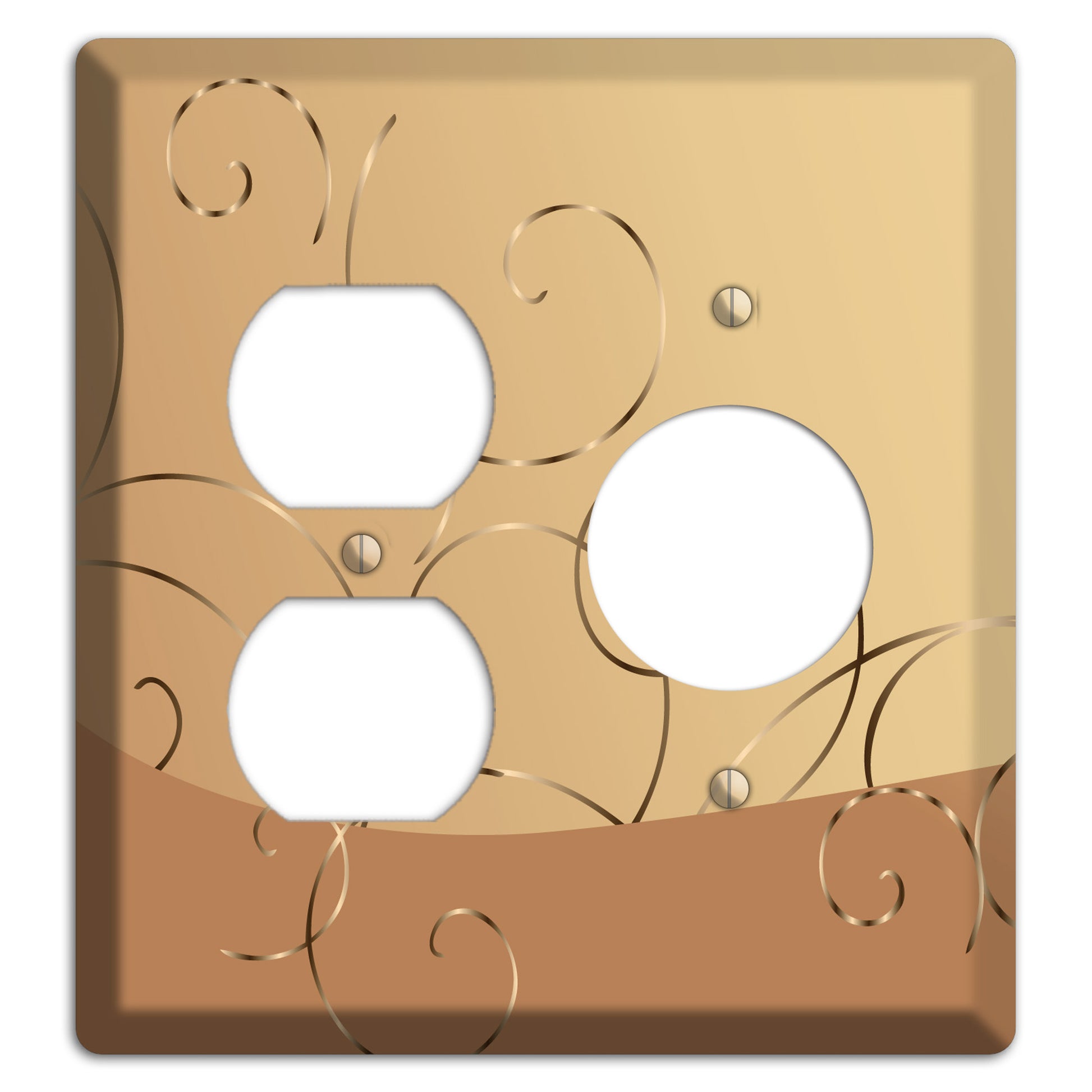 Light Brown and Beige Swirl Duplex / Receptacle Wallplate