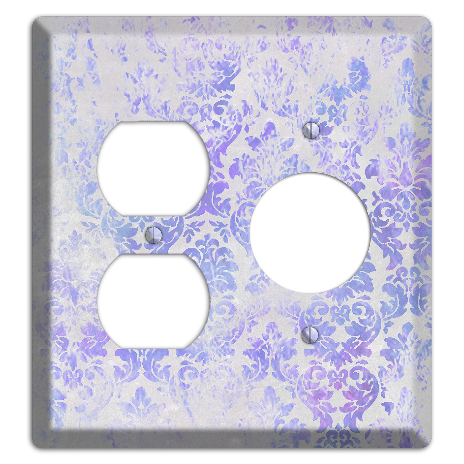 Periwinkle Gray Whimsical Damask Duplex / Receptacle Wallplate