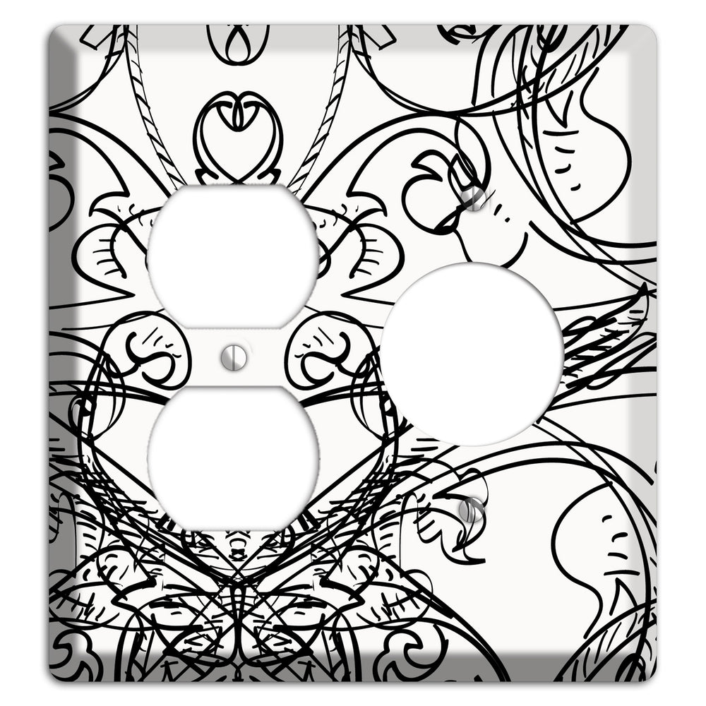 White Deco Sketch Duplex / Receptacle Wallplate