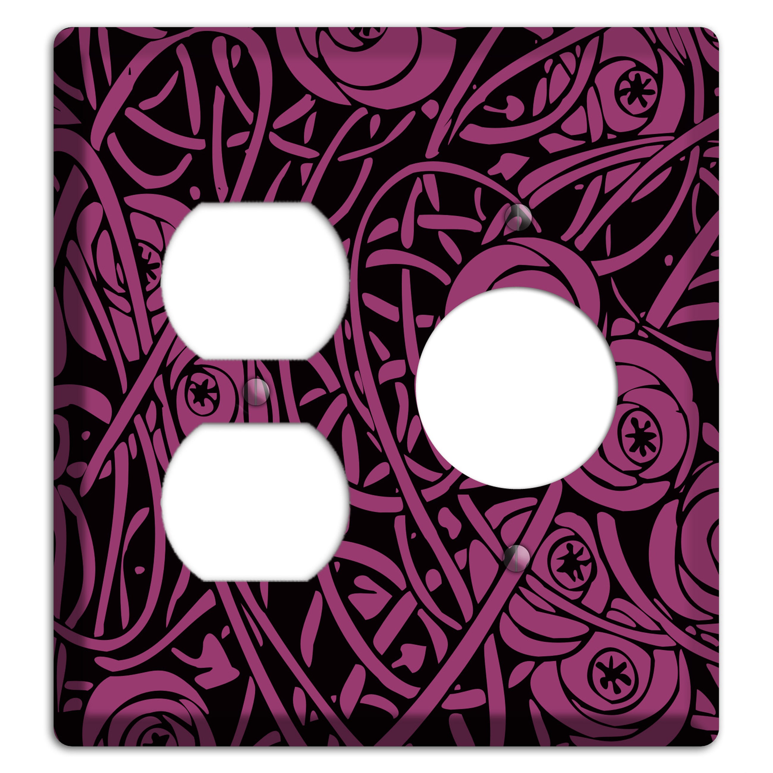 Fuschia Deco Floral Duplex / Receptacle Wallplate