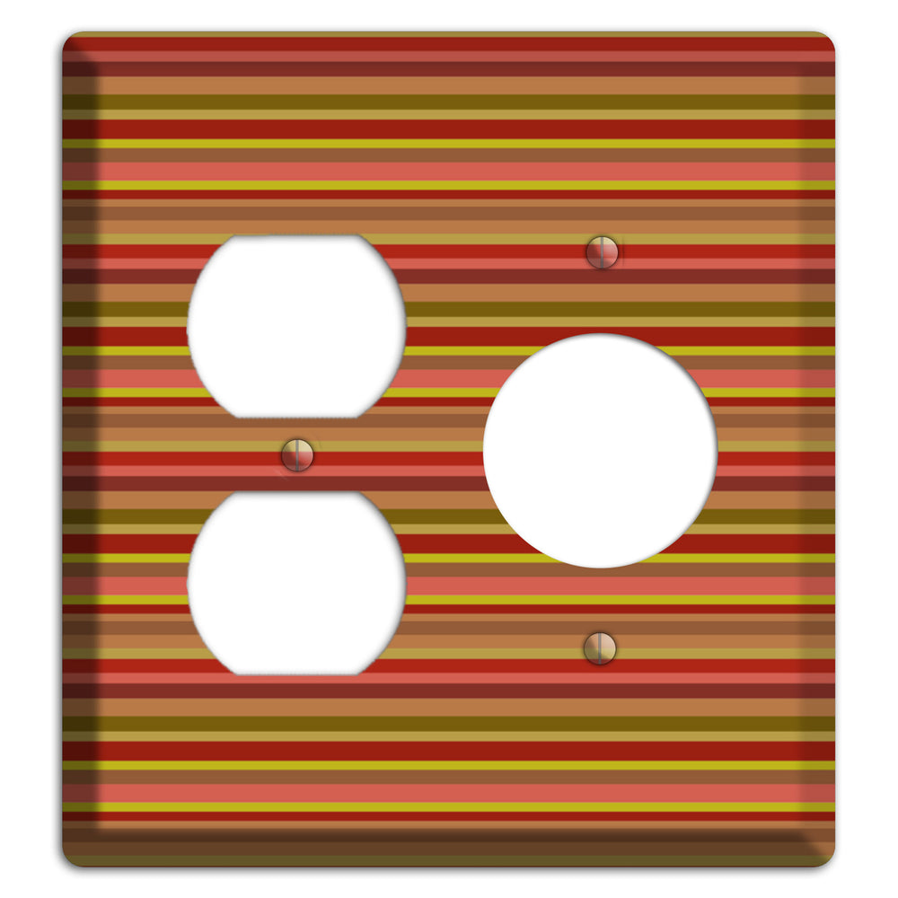 Multi Red Horizontal Stripes Duplex / Receptacle Wallplate