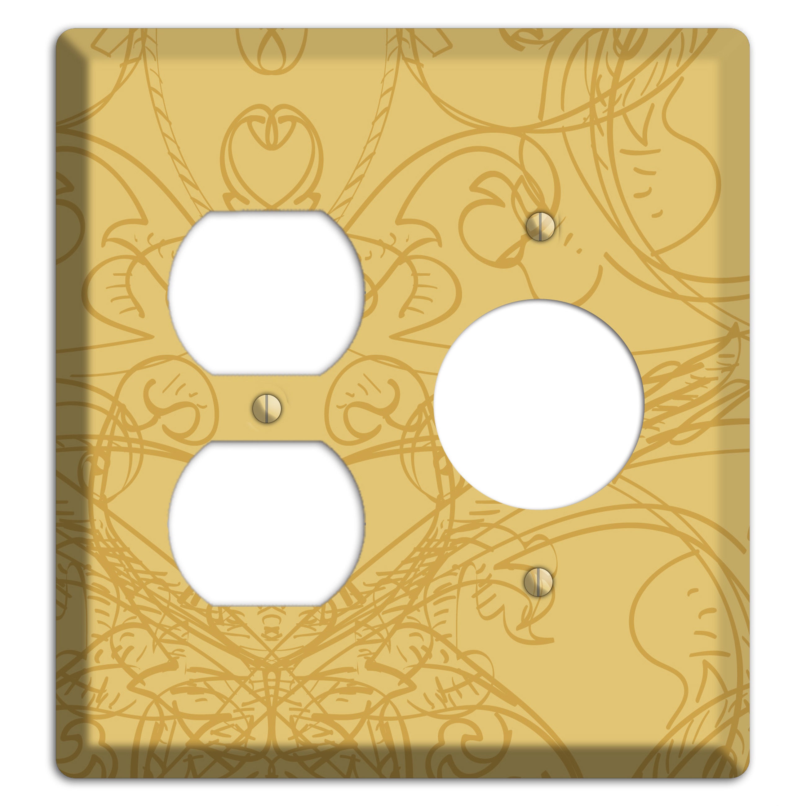 Beige Deco Sketch Duplex / Receptacle Wallplate