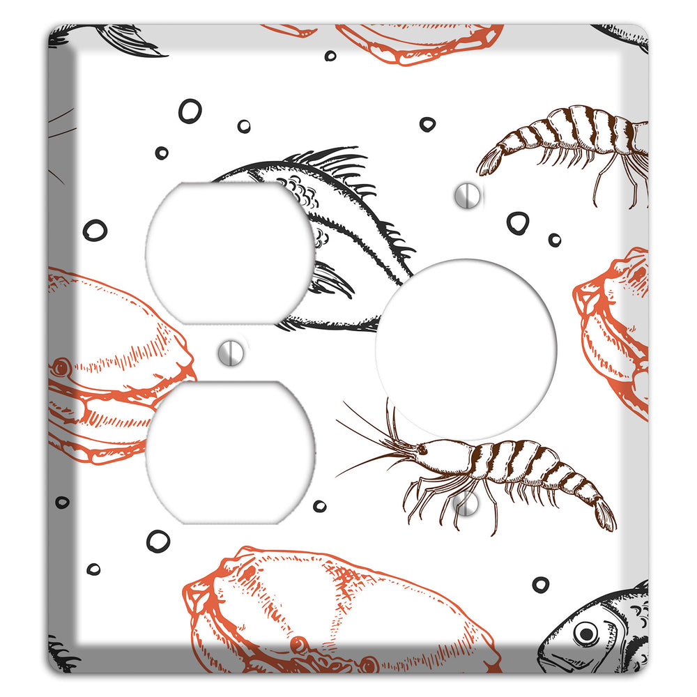Mixed Sea Life Style 3 Duplex / Receptacle Wallplate