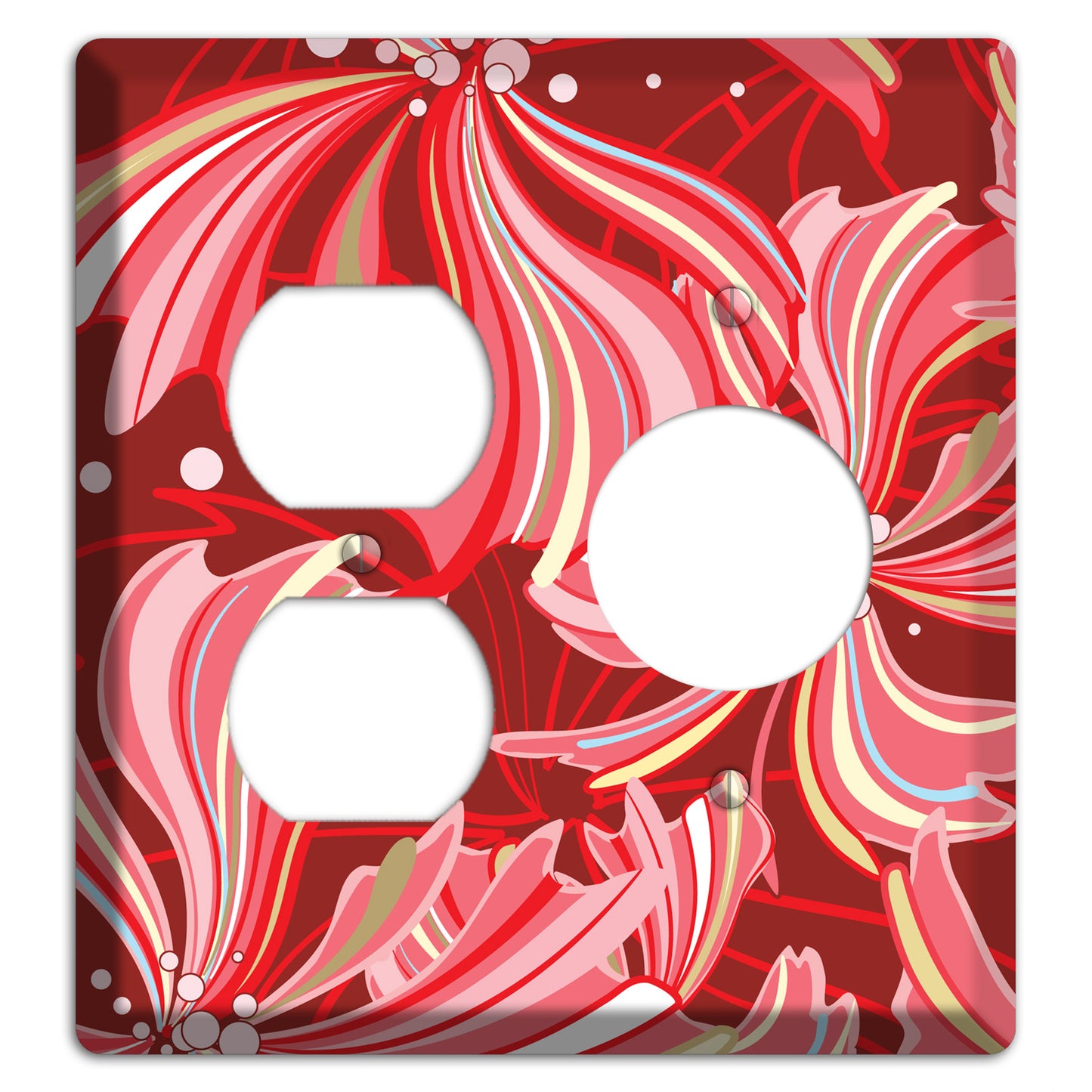 Red Deco Blossoms Duplex / Receptacle Wallplate