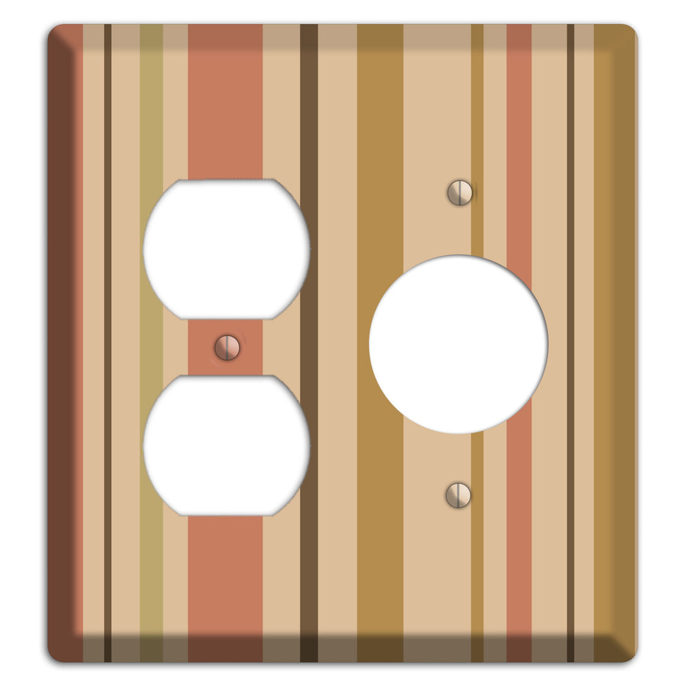 Multi Dusty Pink Vertical Stripes Duplex / Receptacle Wallplate
