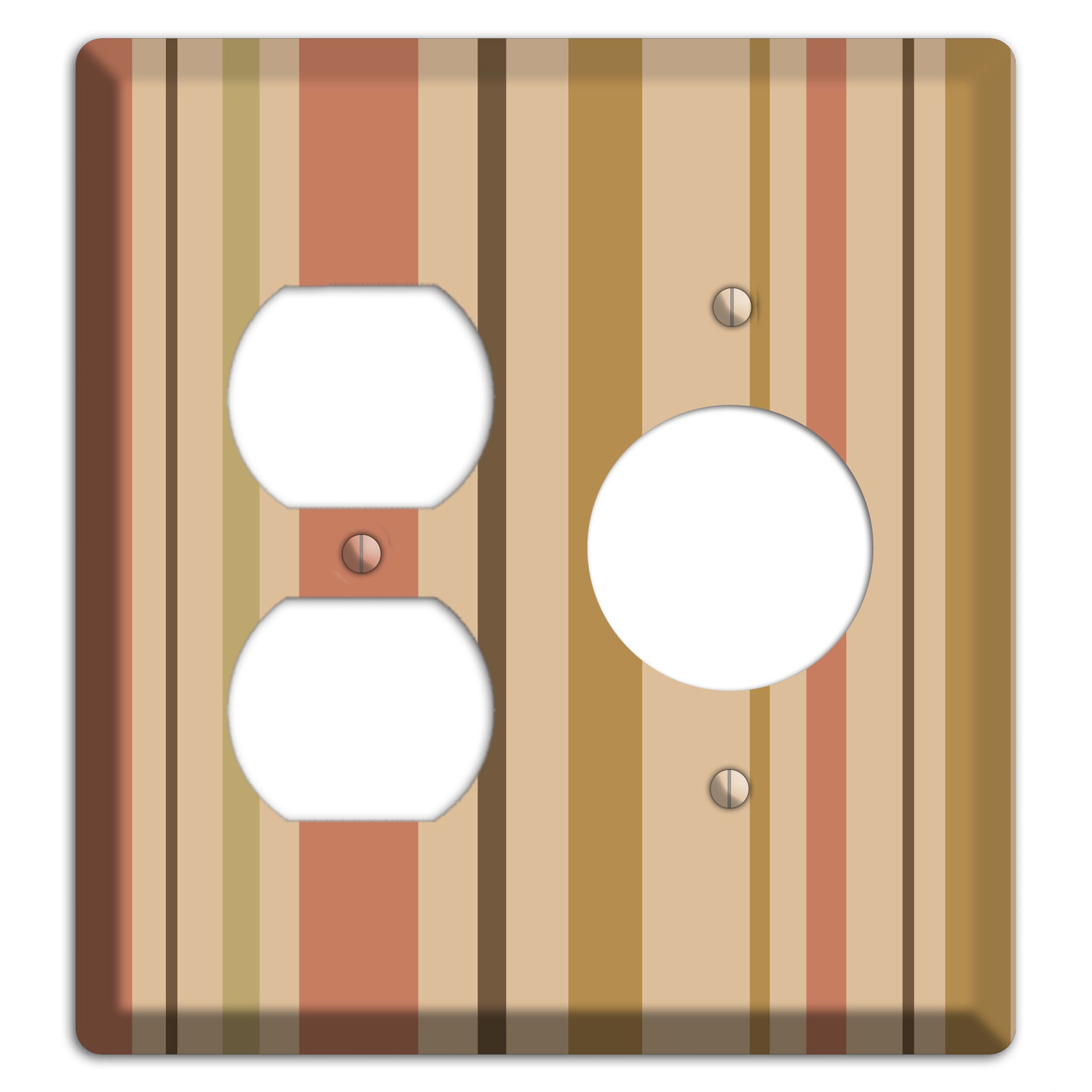 Multi Dusty Pink Vertical Stripes Duplex / Receptacle Wallplate