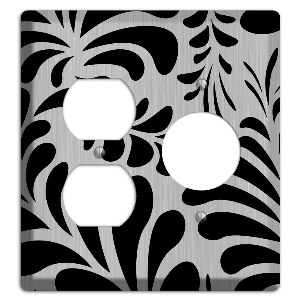 Black Herati Stainless Steel Duplex / Receptacle Wallplate