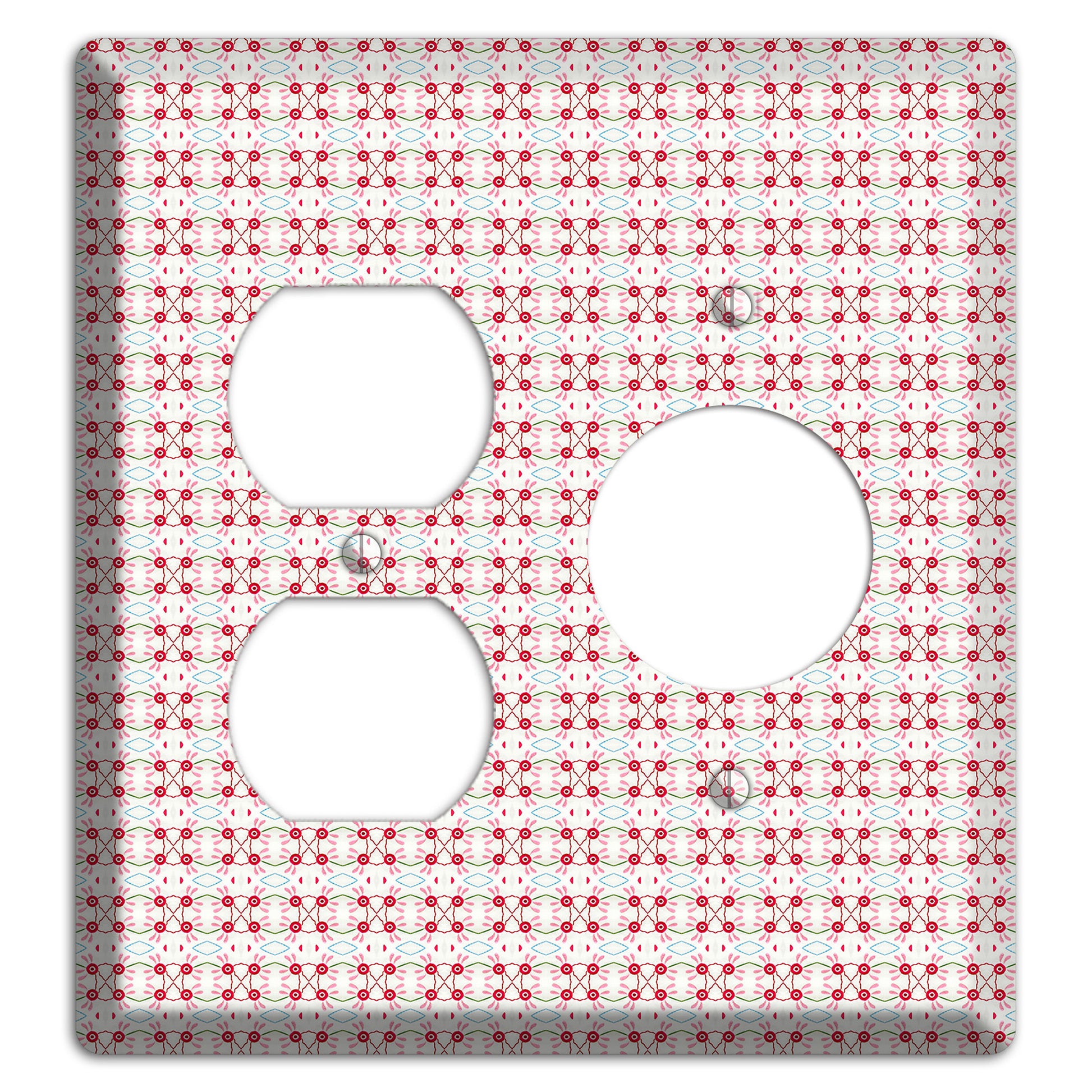 White with Red Ball and Stick Tapestry Duplex / Receptacle Wallplate