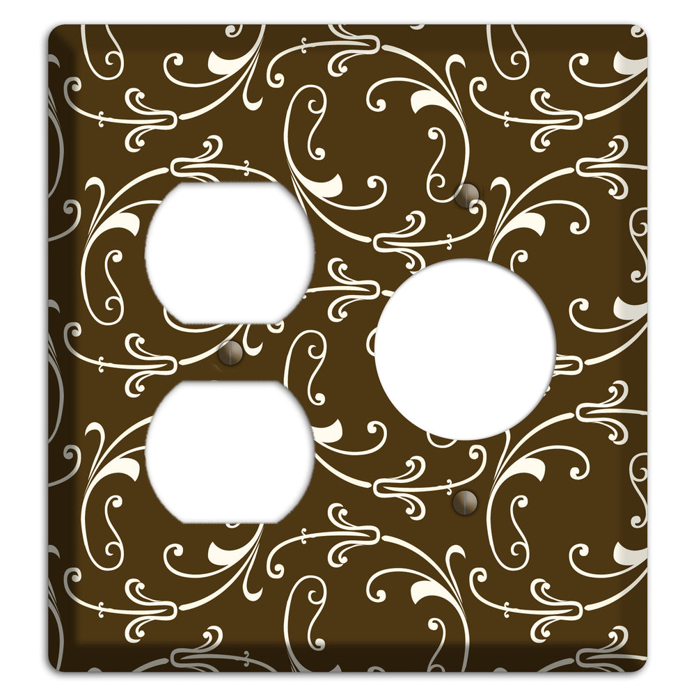 Brown Victorian Sprig Duplex / Receptacle Wallplate
