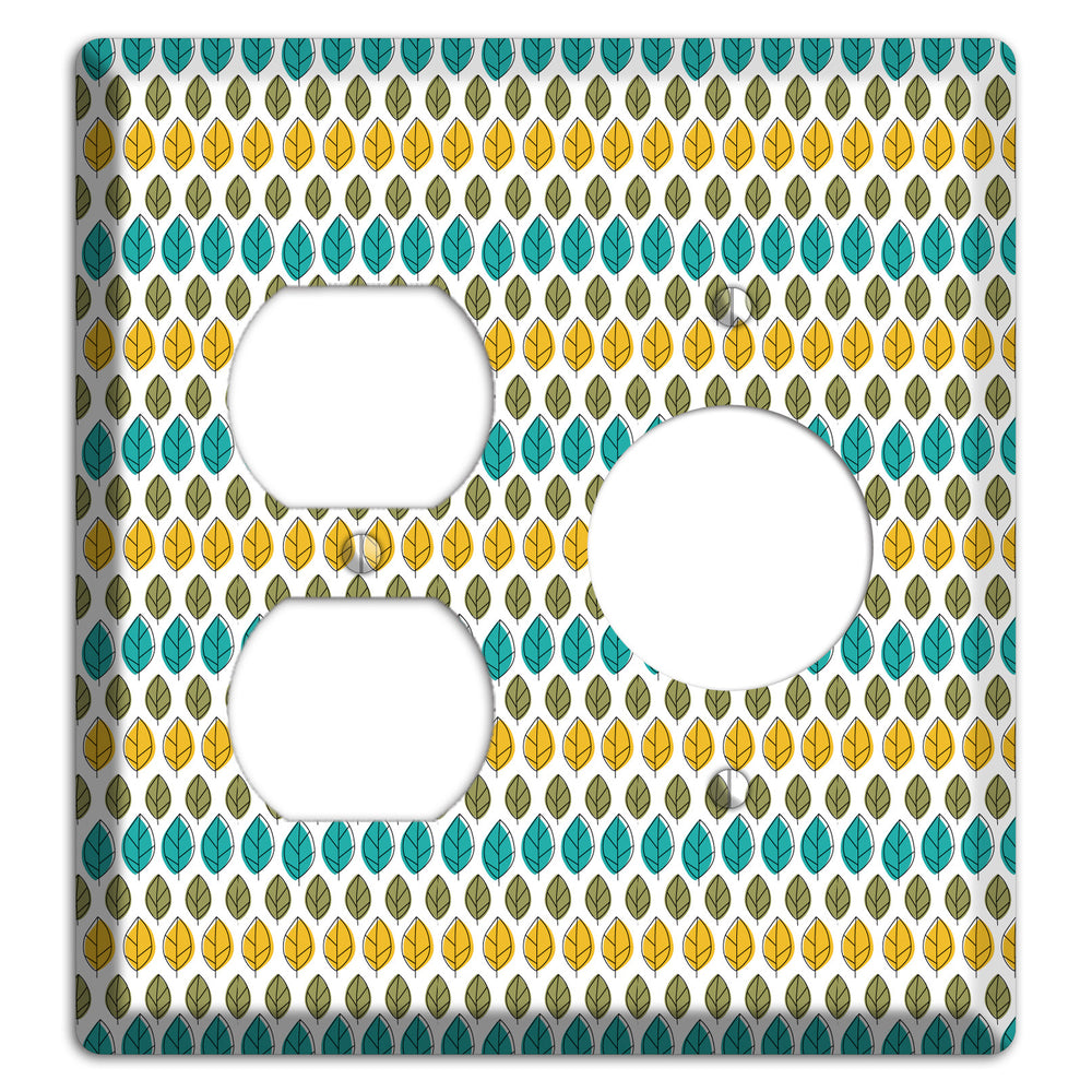 Turquoise Multi Olive Leaf Contour Duplex / Receptacle Wallplate