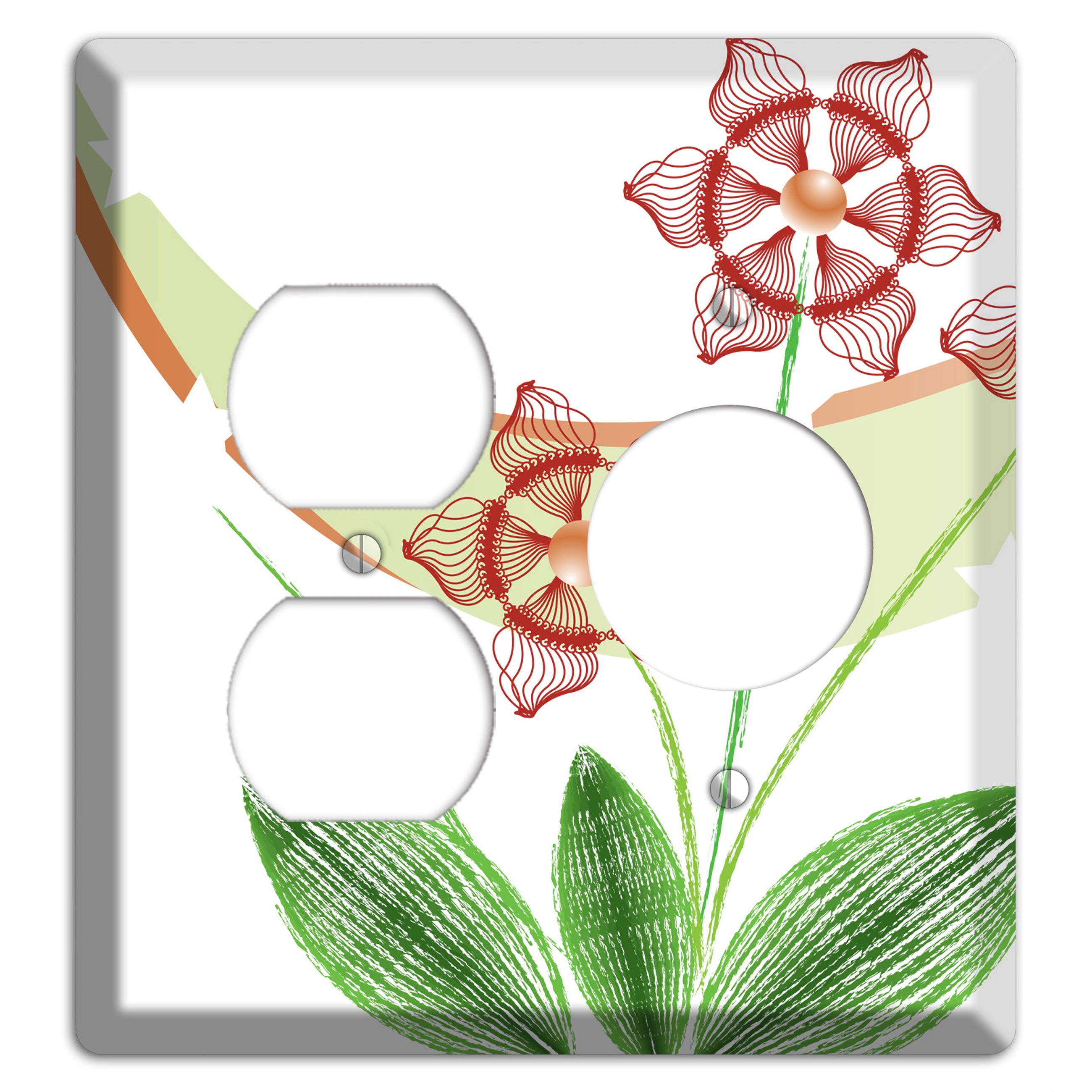 Green Abstract Flowers Duplex / Receptacle Wallplate