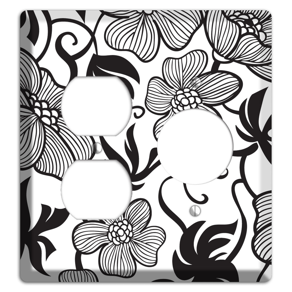 White with Black Tropical Duplex / Receptacle Wallplate