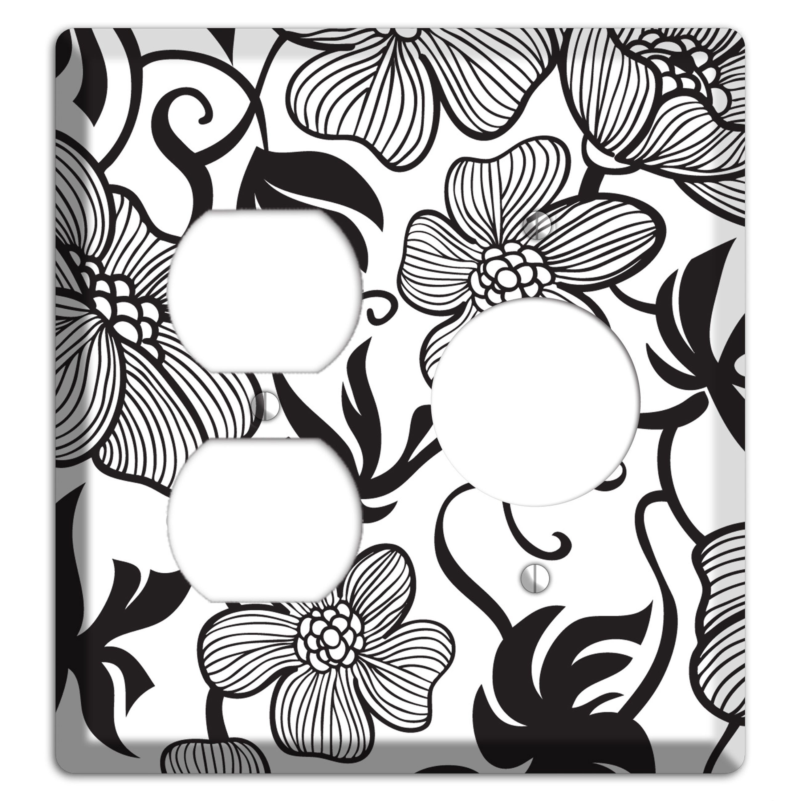 White with Black Tropical Duplex / Receptacle Wallplate