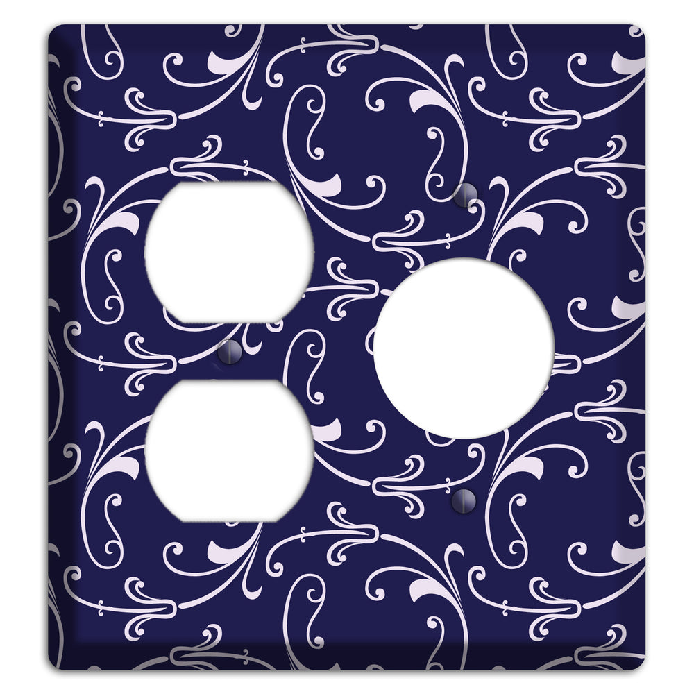 Navy Victorian Sprig Duplex / Receptacle Wallplate