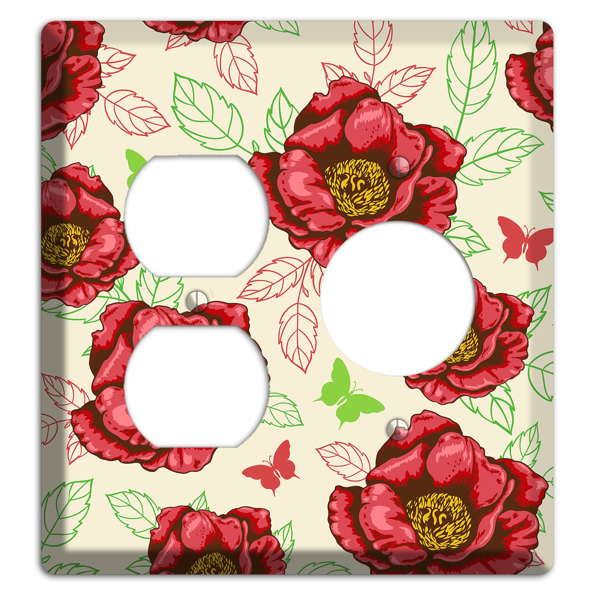 Red Peony Style B Duplex / Receptacle Wallplate