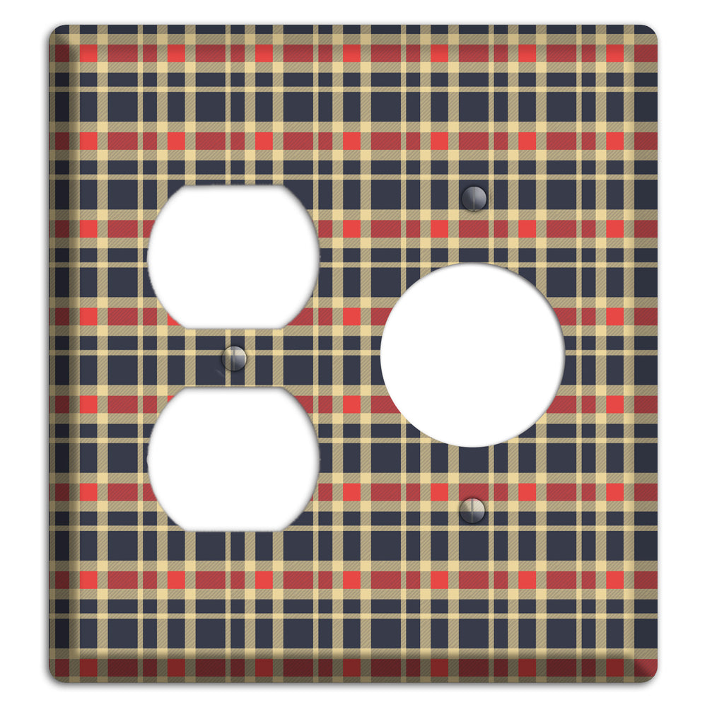 Maroon and Black Plaid 2 Duplex / Receptacle Wallplate