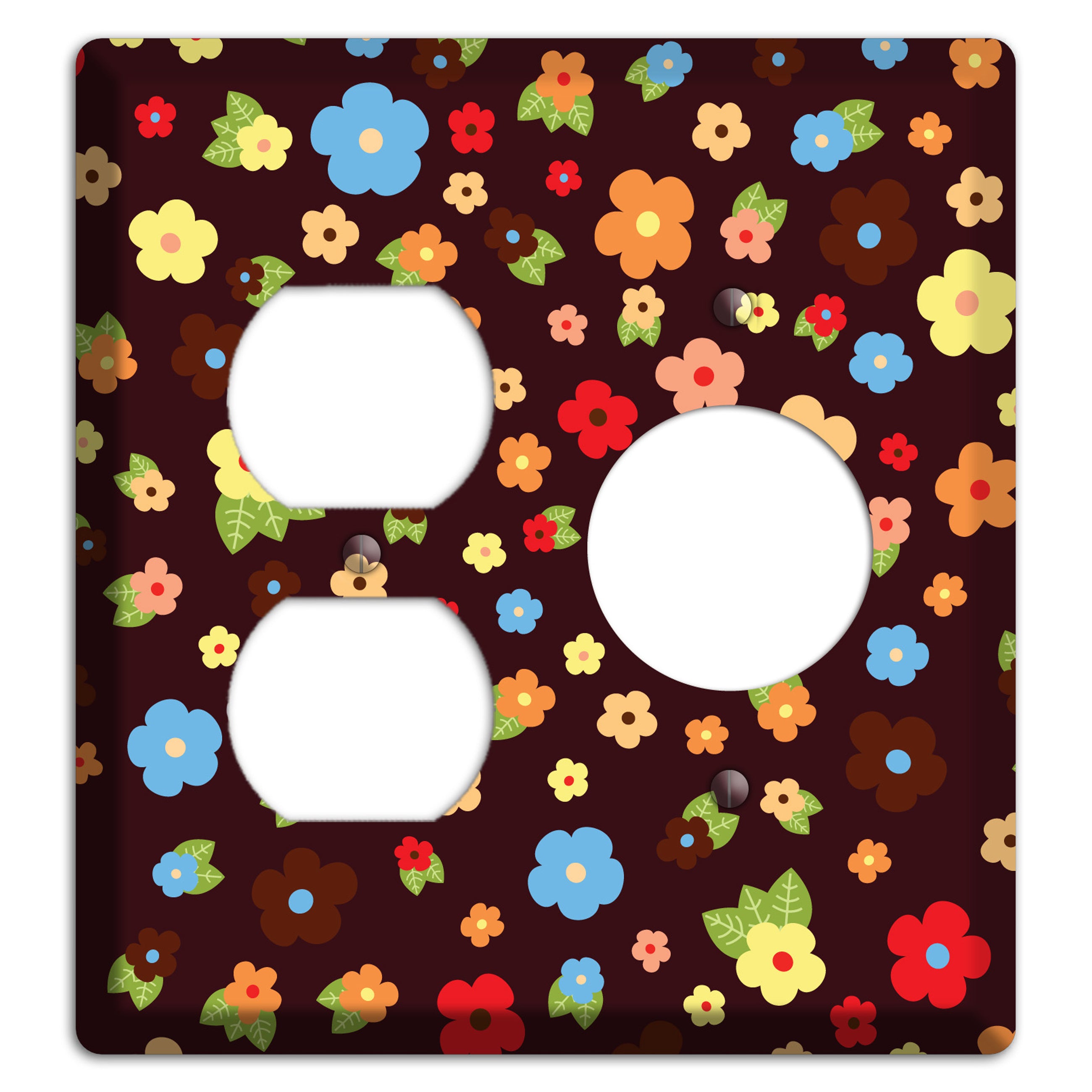 Brown Tiny Delicate Flowers Duplex / Receptacle Wallplate