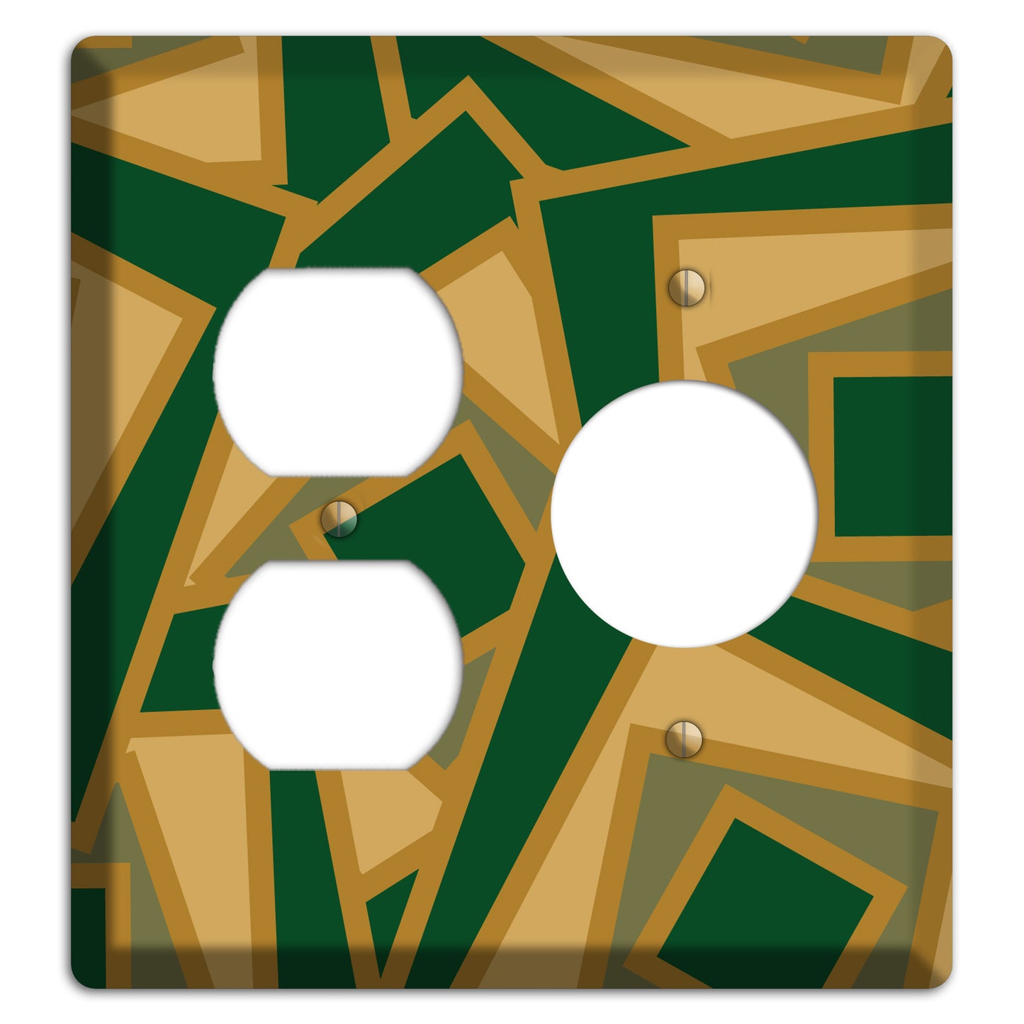 Green and Beige Retro Cubist Duplex / Receptacle Wallplate