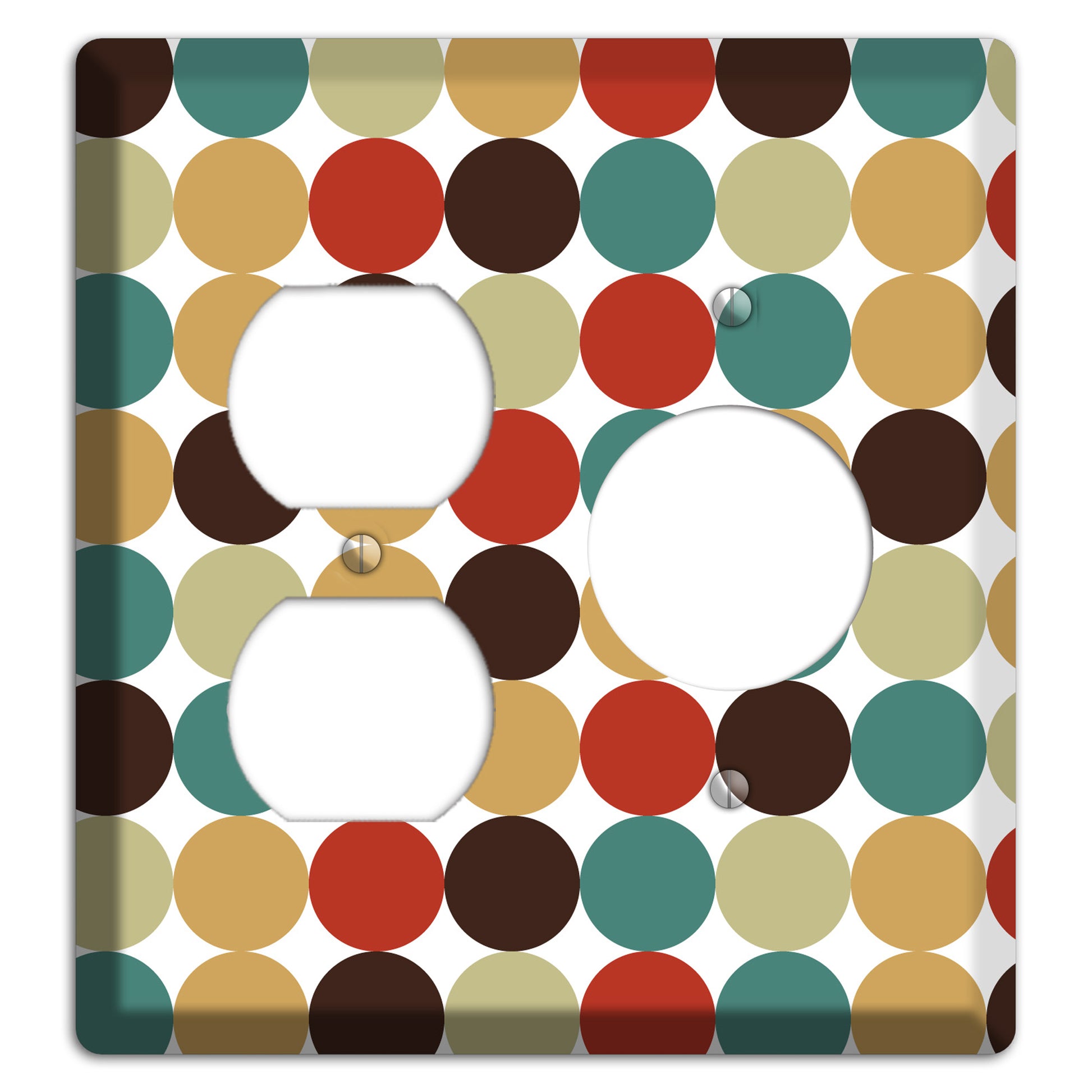 Brown Jade Beige Maroon Tiled Dots Duplex / Receptacle Wallplate