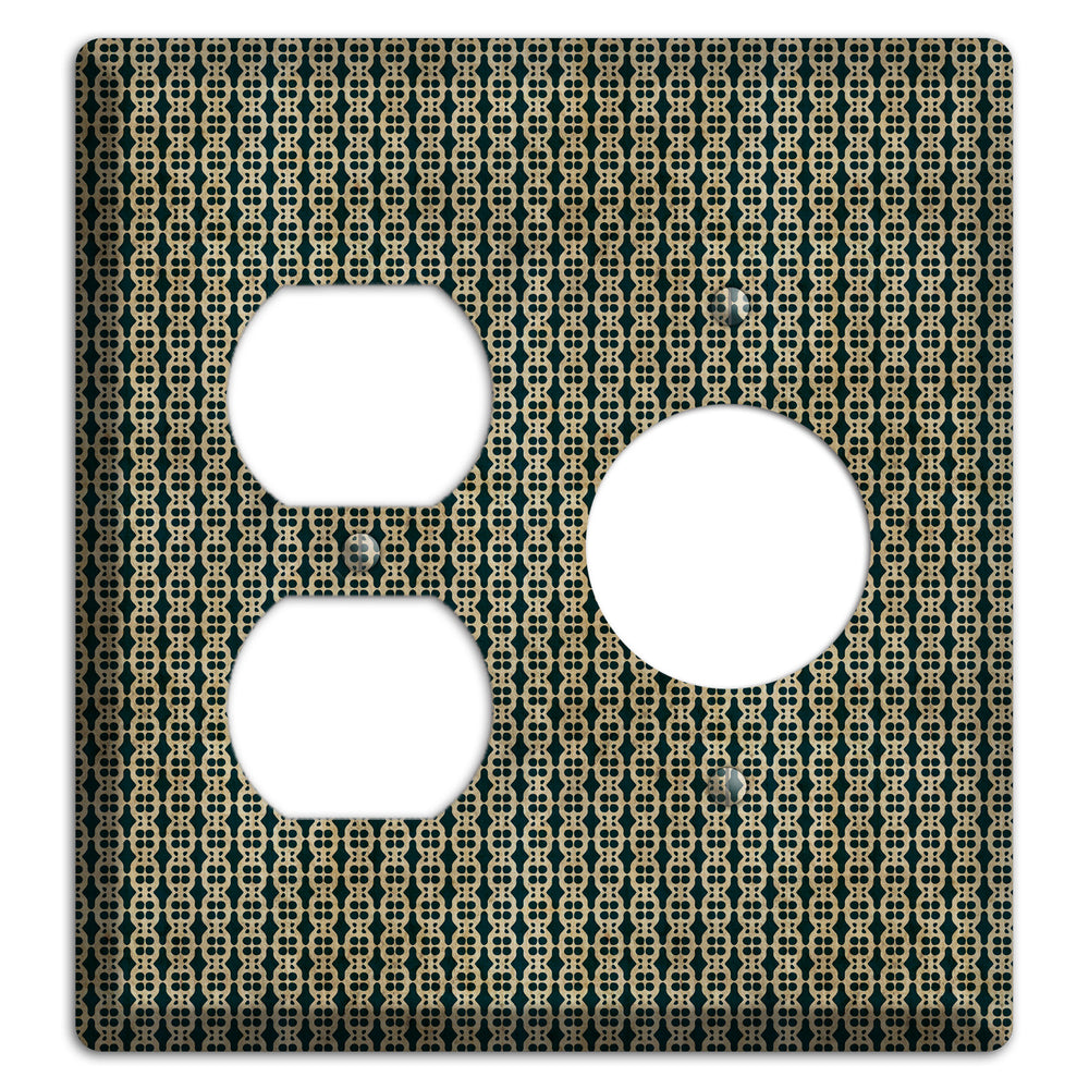 Dark Green Grunge Tiny Tiled Tapestry 3 Duplex / Receptacle Wallplate