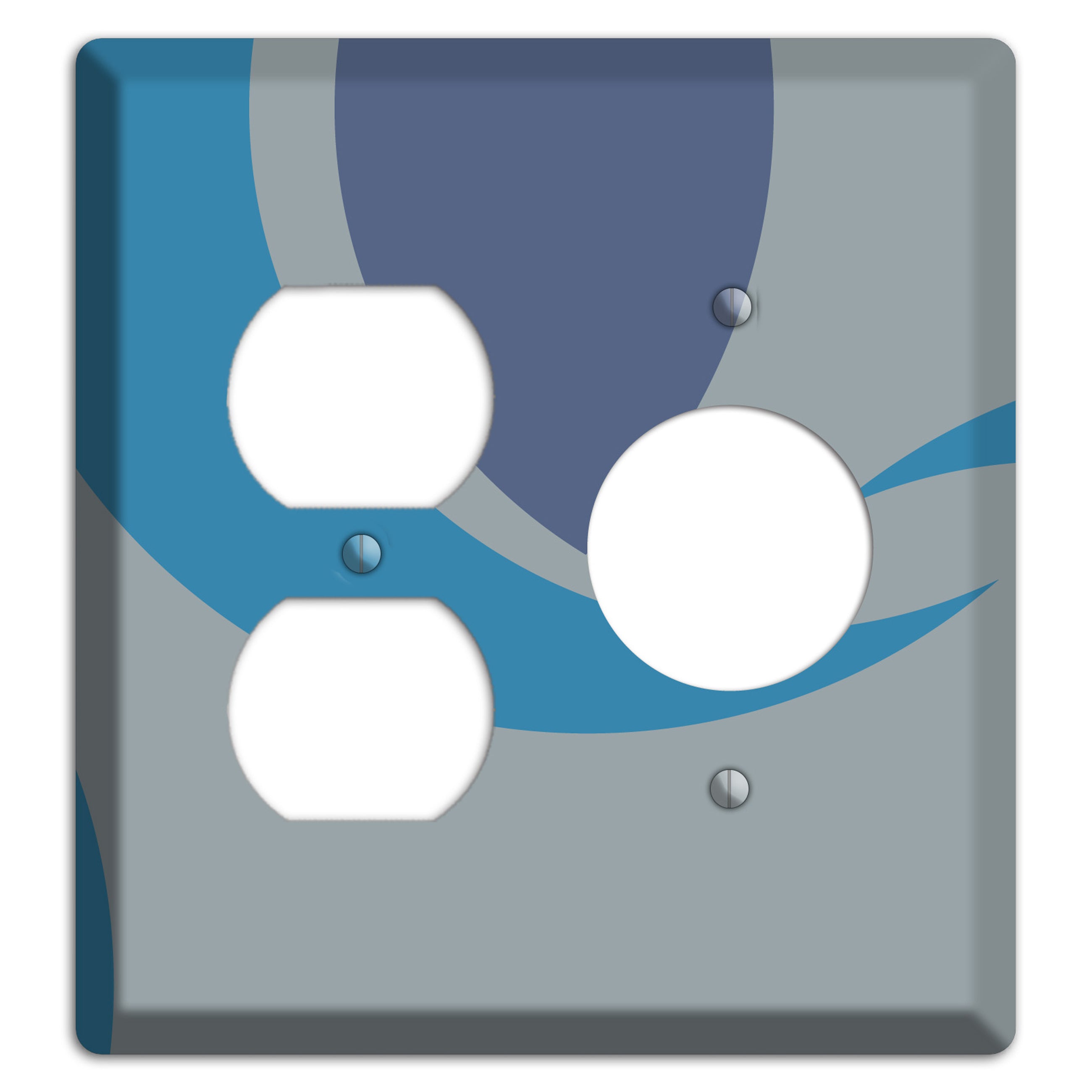Grey and Blue Abstract Duplex / Receptacle Wallplate