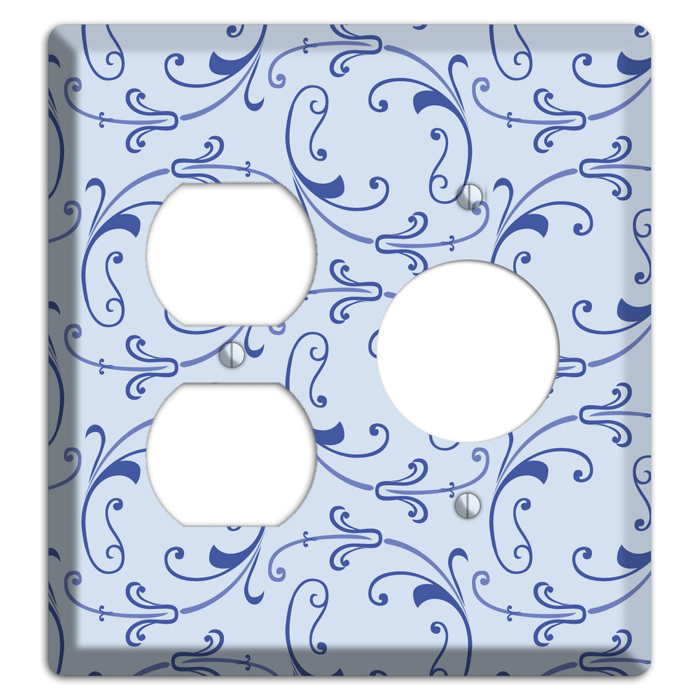 Light Blue Victorian Sprig Duplex / Receptacle Wallplate